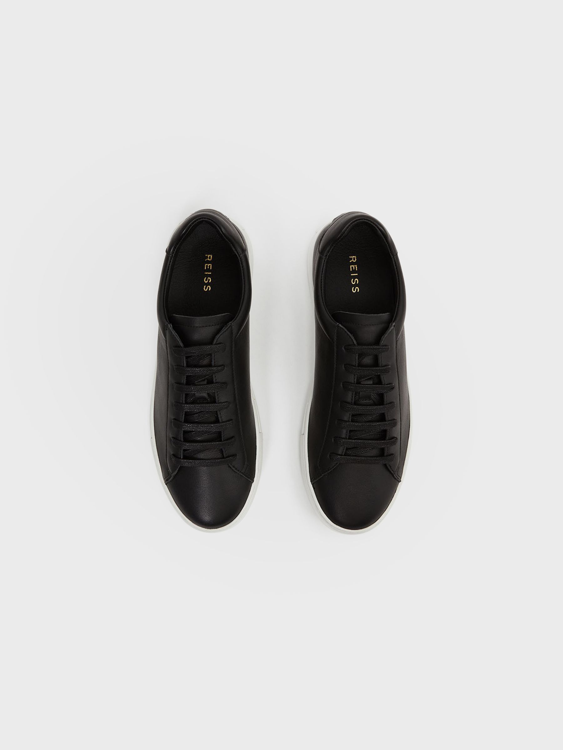 Nubuck Leather Lace-Up Trainers in Black - Image 3 of 5