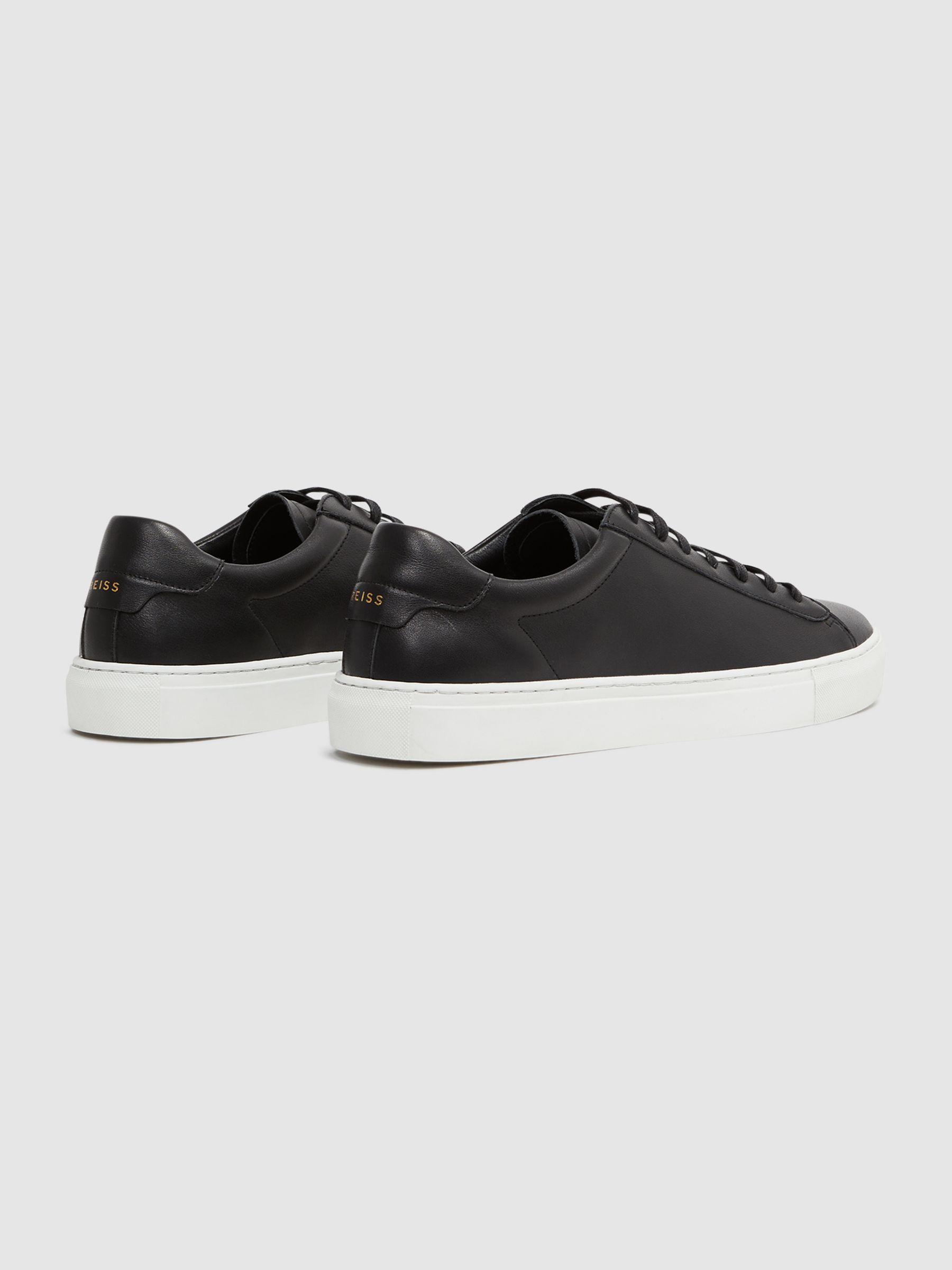 Nubuck Leather Lace-Up Trainers in Black - Image 4 of 5