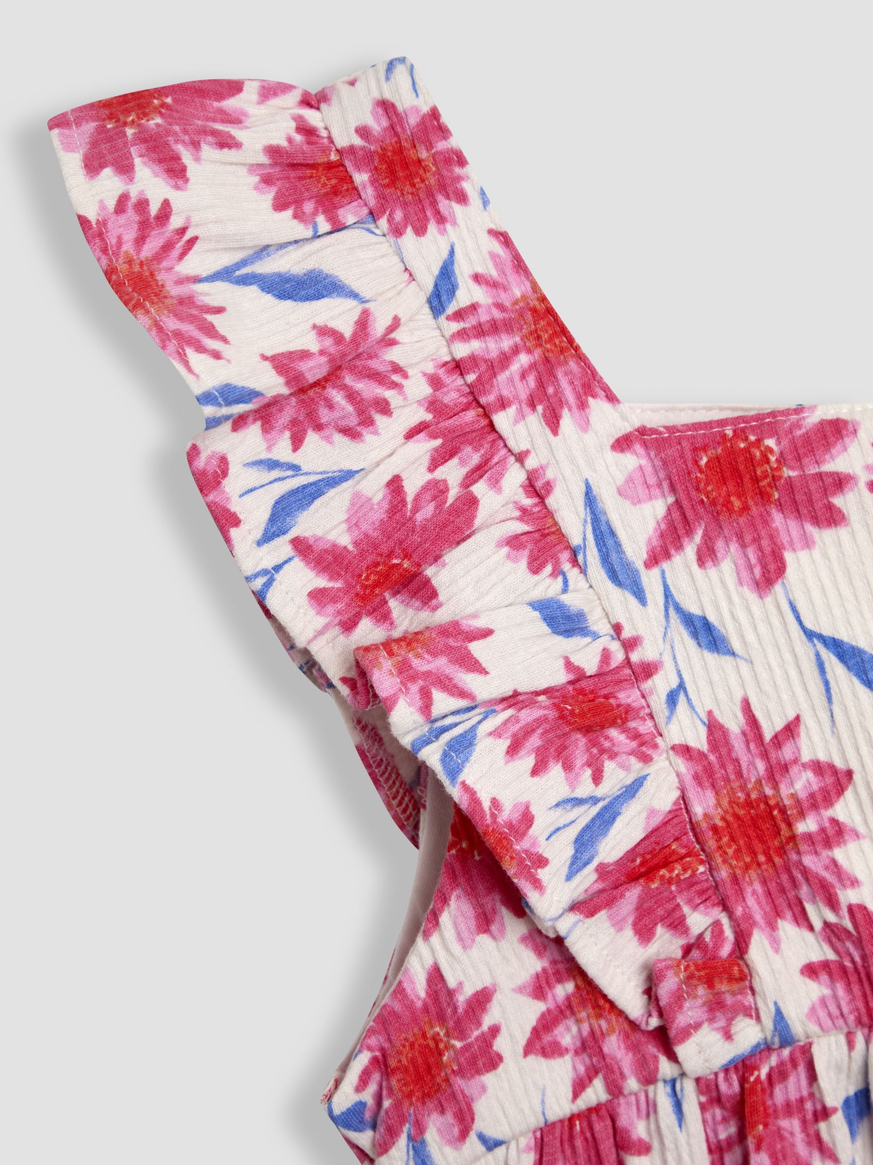 Bright Pink Floral Ruffle Front Jumpsuit - Image 3 of 4