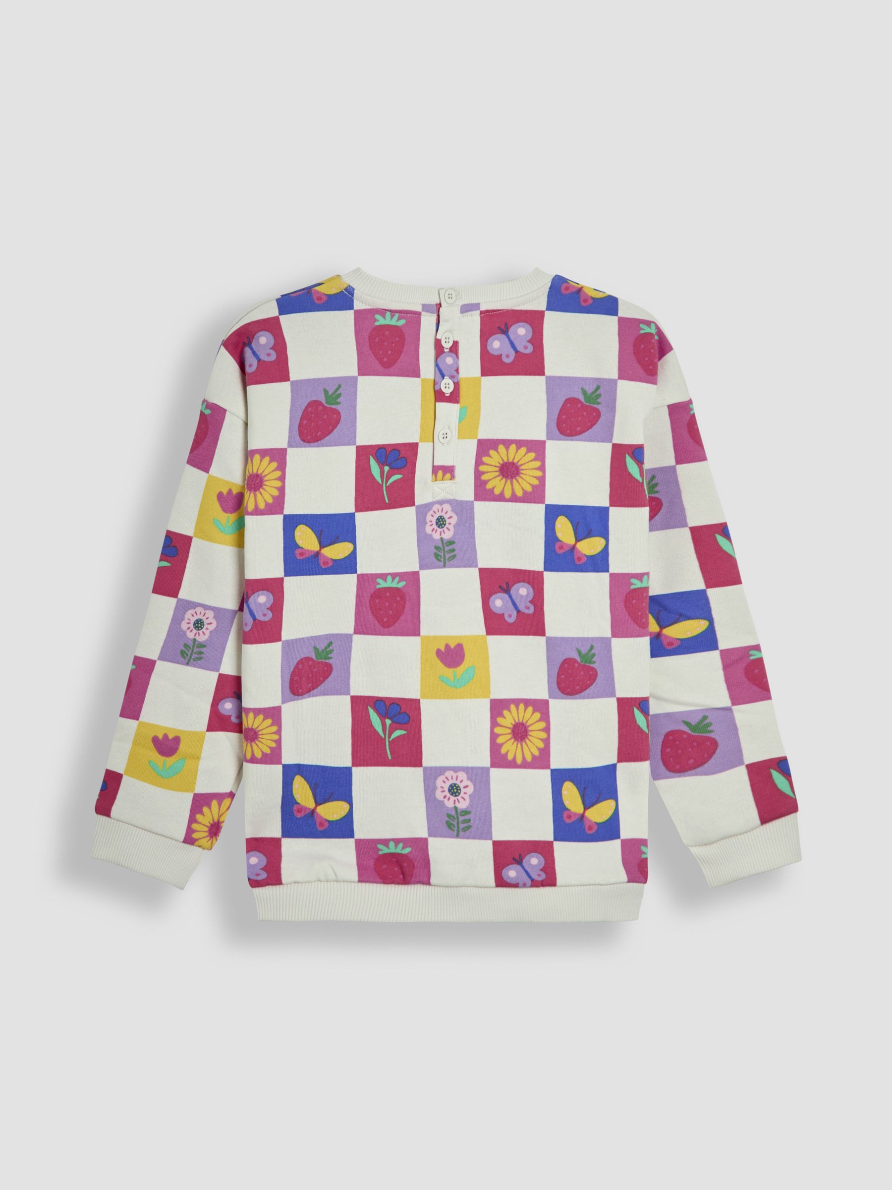 Cream Garden Checkered Printed Crew Neck Sweatshirt - Image 2 of 3