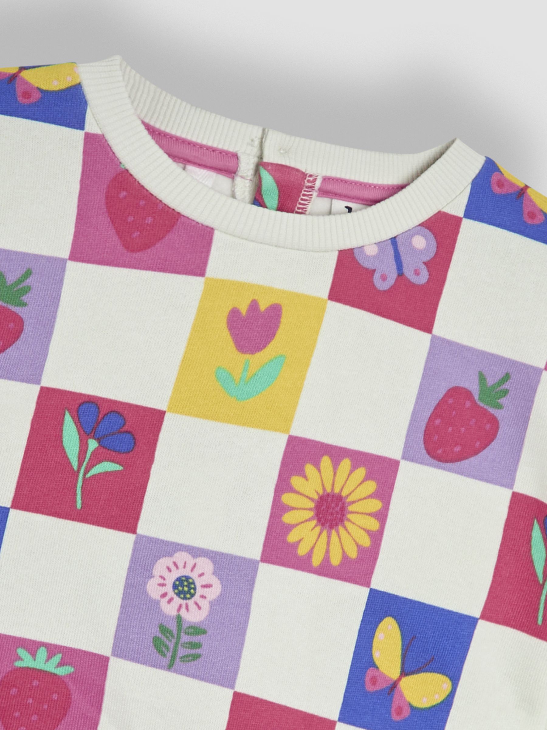 Cream Garden Checkered Printed Crew Neck Sweatshirt - Image 3 of 3