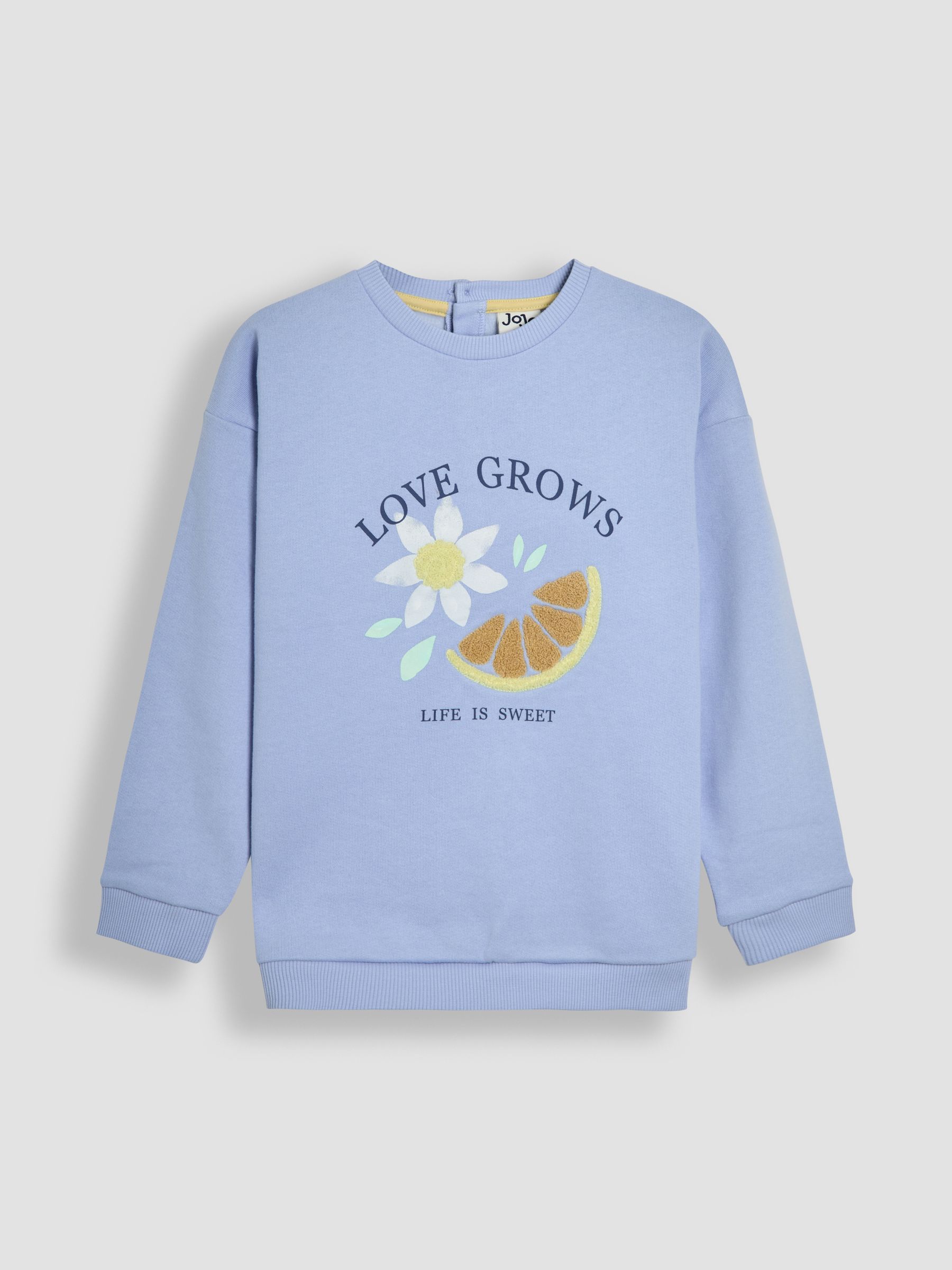 Cornflower Floral Appliqué Crew Neck Sweatshirt - Image 1 of 3