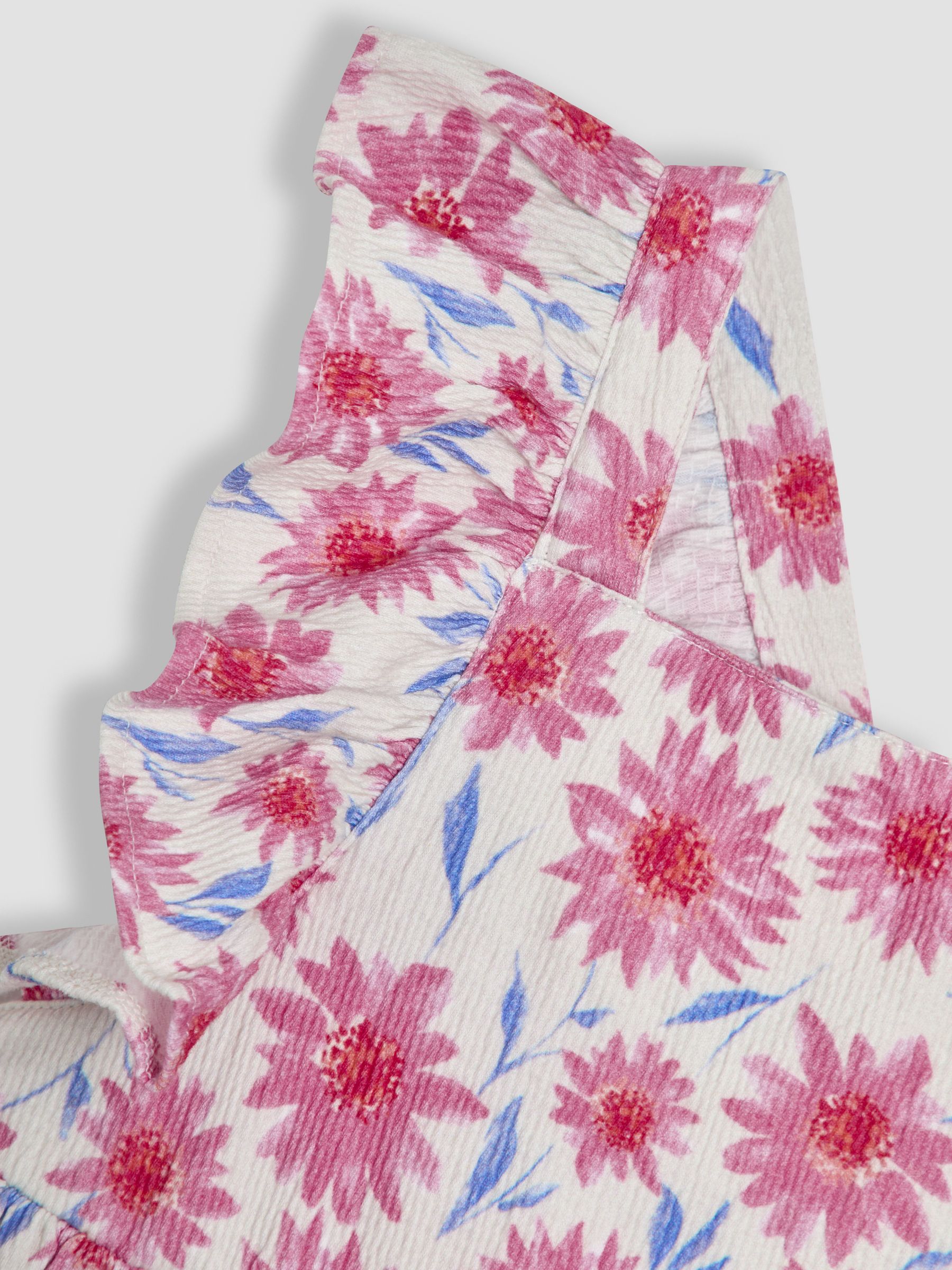 Pink Floral Frill Shoulder Cross Back Dress - Image 3 of 3