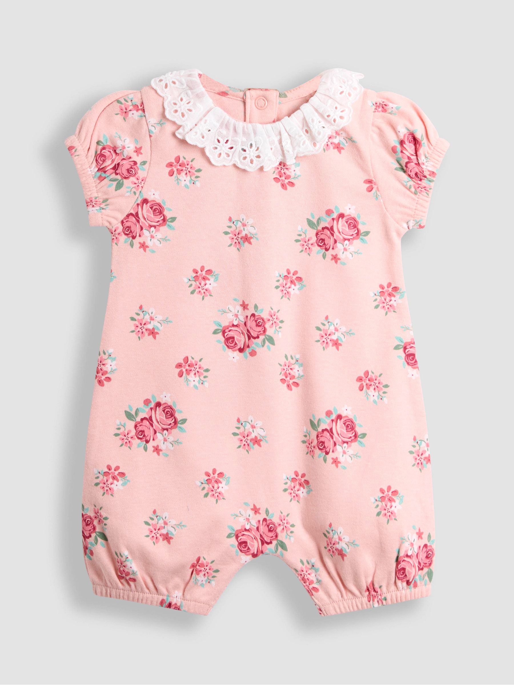 Pink Floral 2 Pack Broderie Collar Rompers - Image 2 of 5