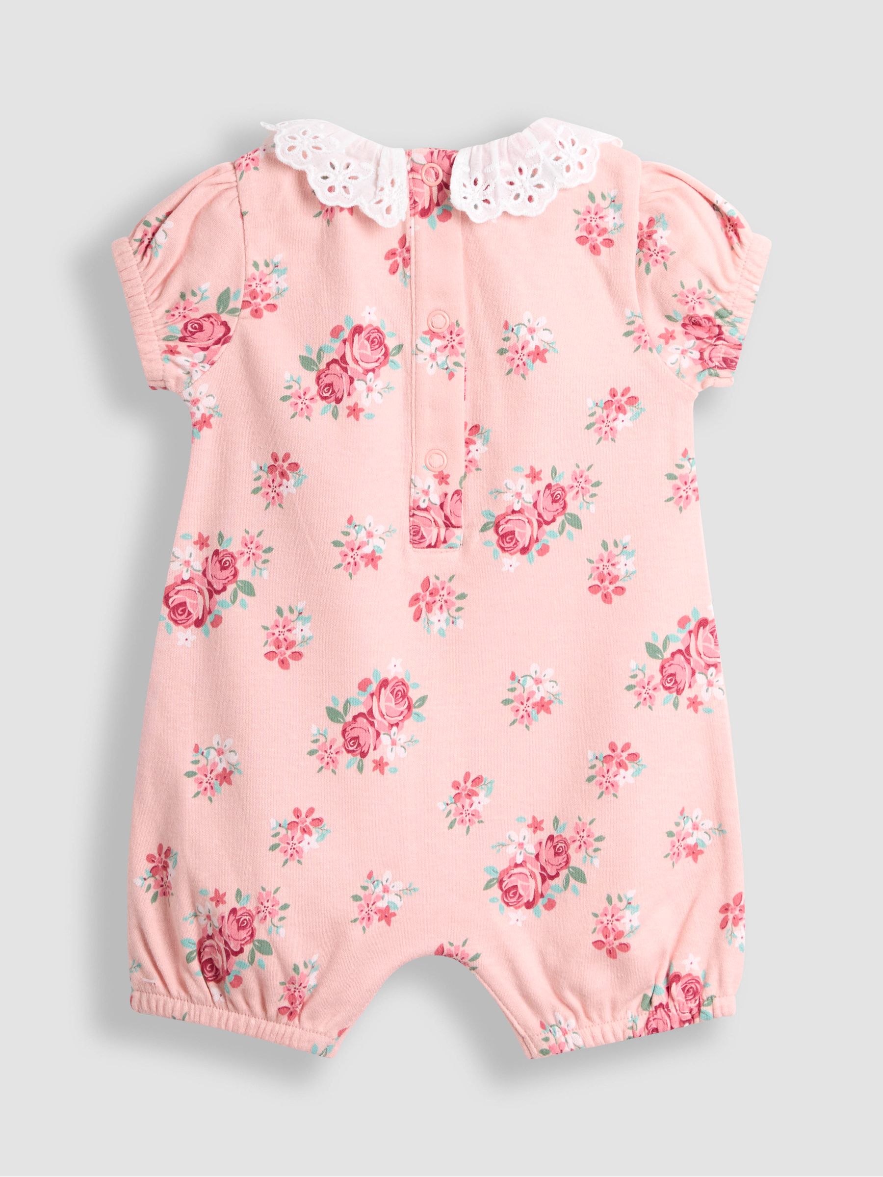 Pink Floral 2 Pack Broderie Collar Rompers - Image 3 of 5