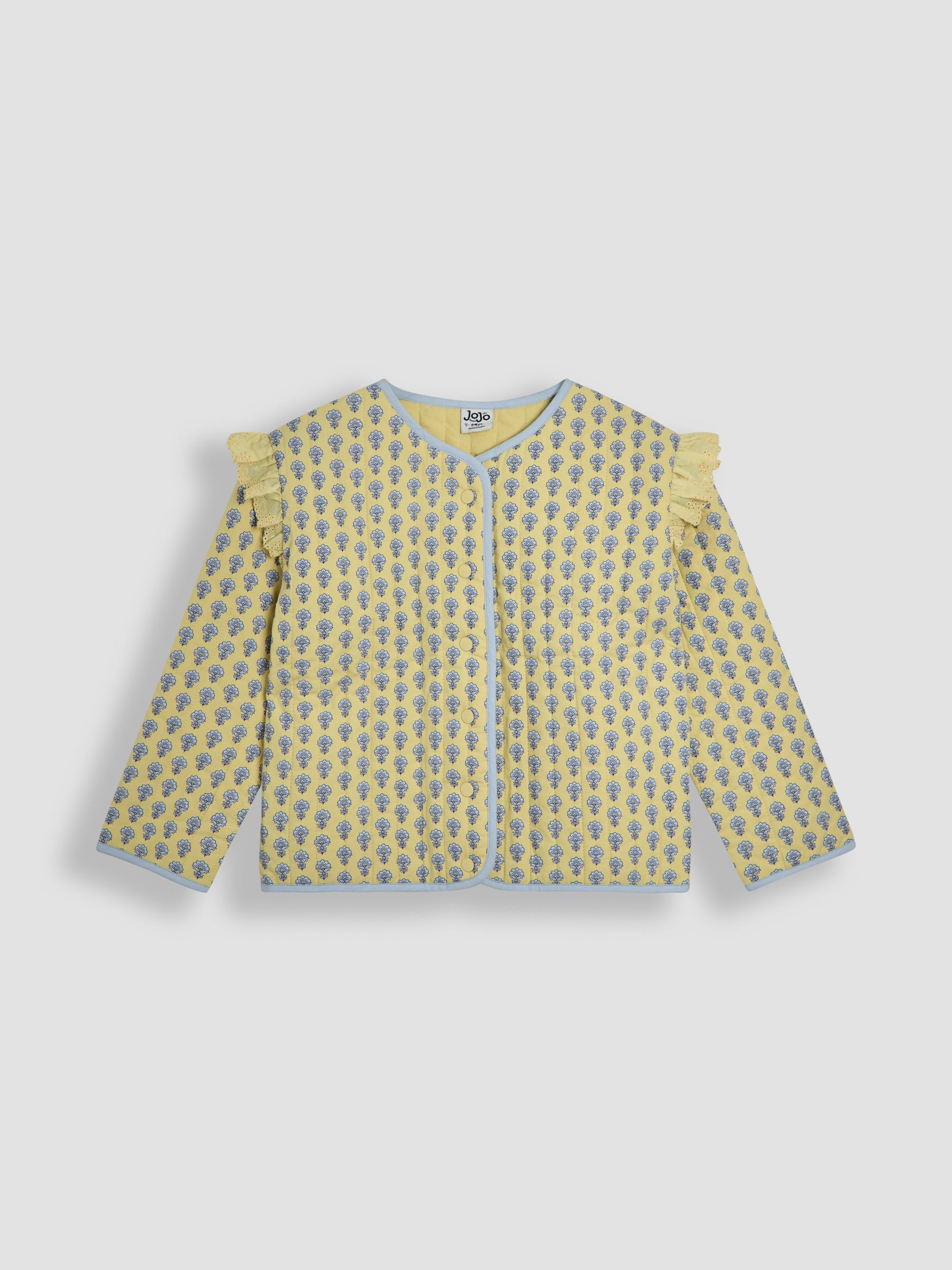 Yellow Floral Ruffle Shoulder Quilted Jacket - Image 1 of 3