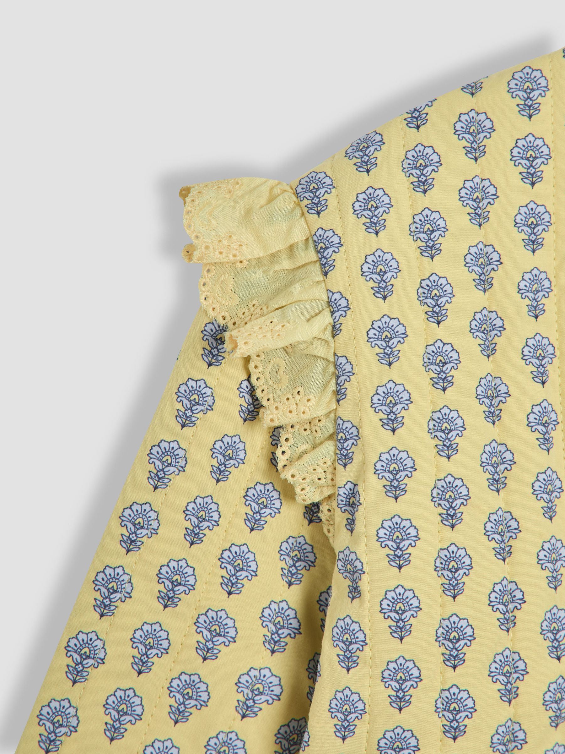 Yellow Floral Ruffle Shoulder Quilted Jacket - Image 3 of 3