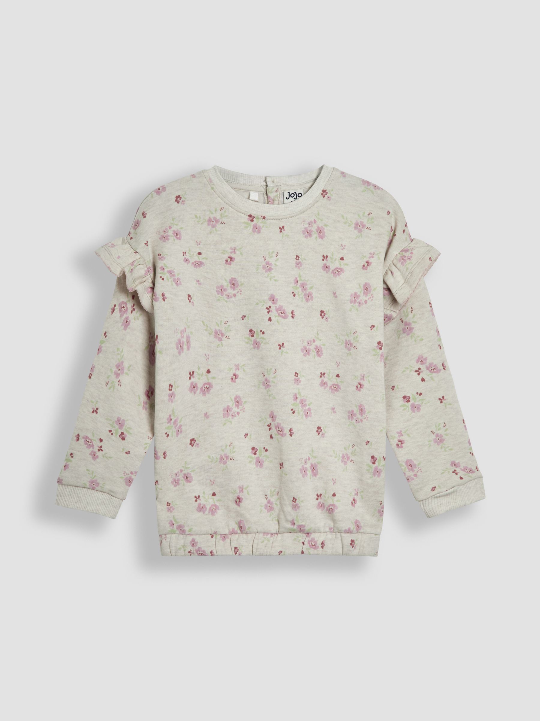 Neutral Floral Frill Shoulder Sweatshirt - Image 1 of 3