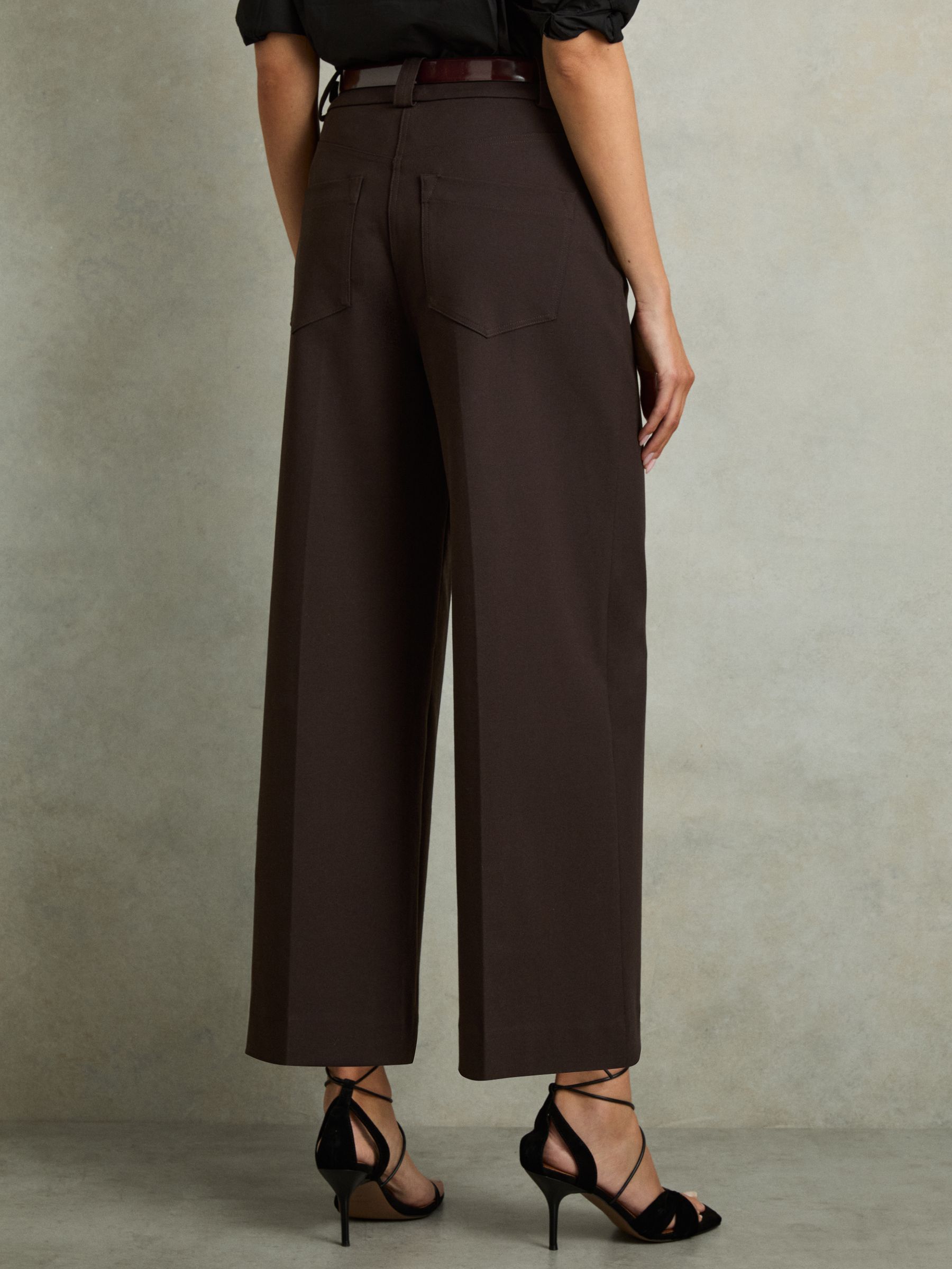 Twill Culotte Trousers in Chocolate Brown - Image 4 of 6