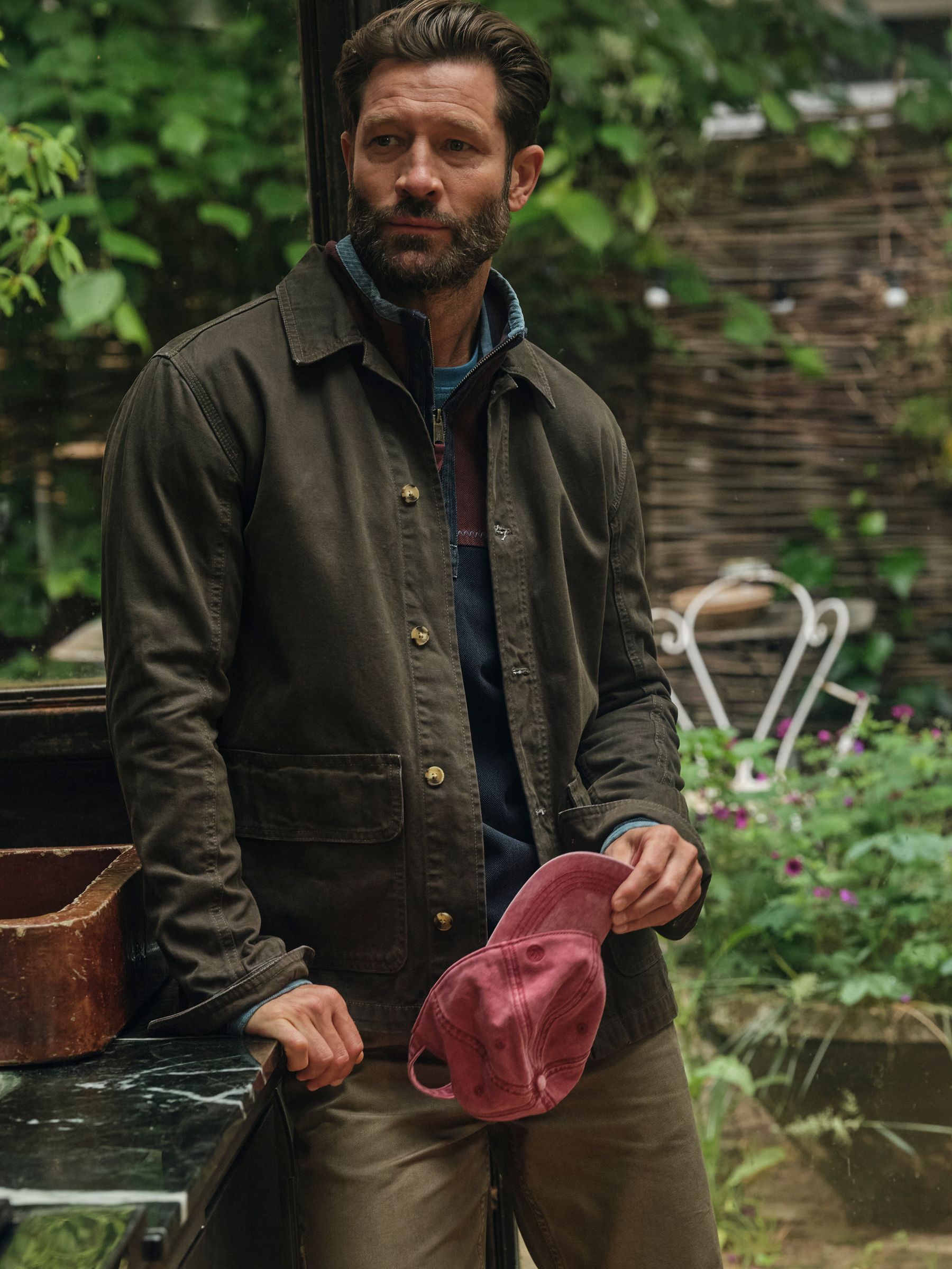 Khaki Green Washed Canvas Garment Dye Chore Jacket | FatFace USA