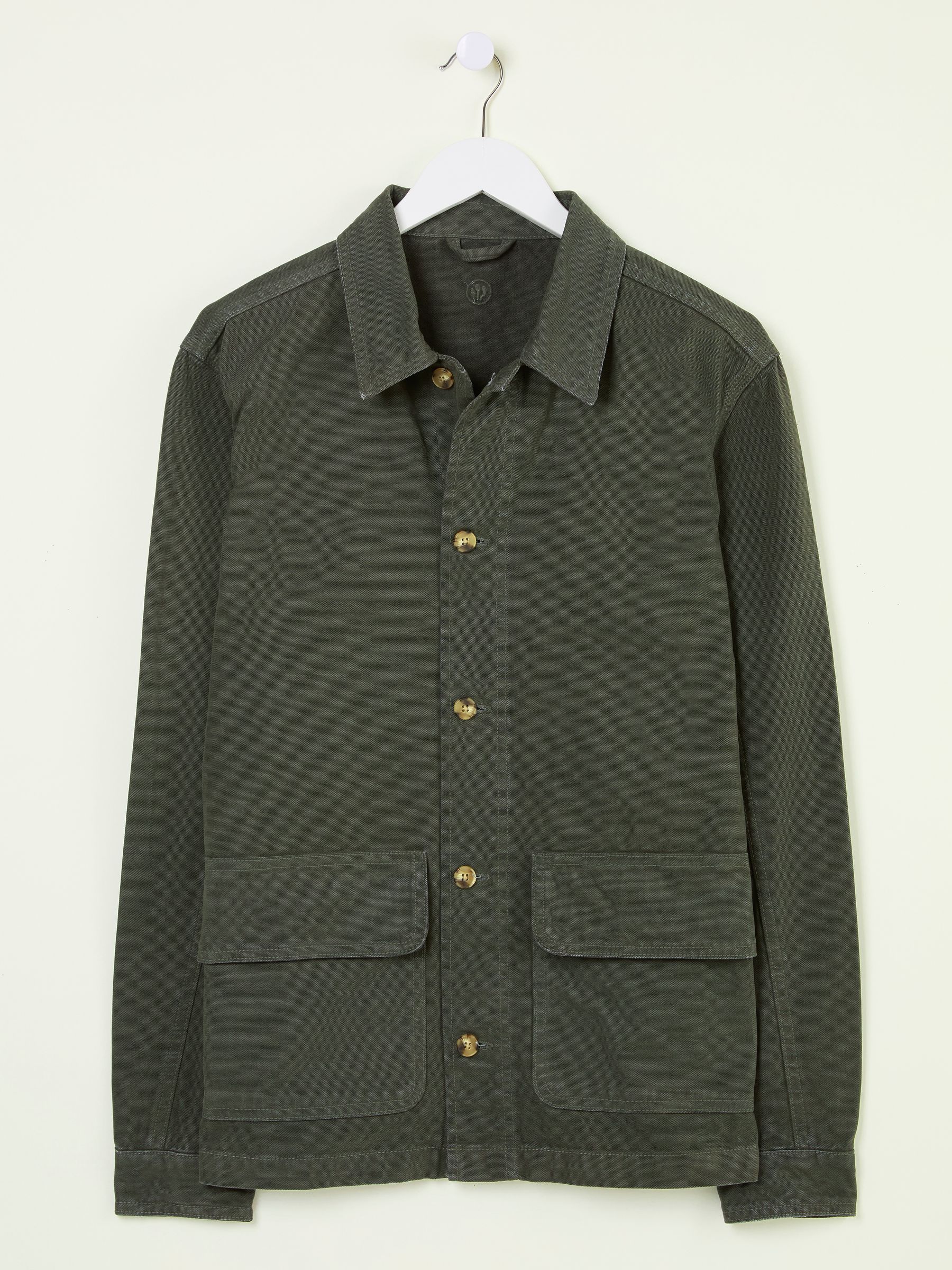 Khaki Green Washed Canvas Garment Dye Chore Jacket | FatFace USA