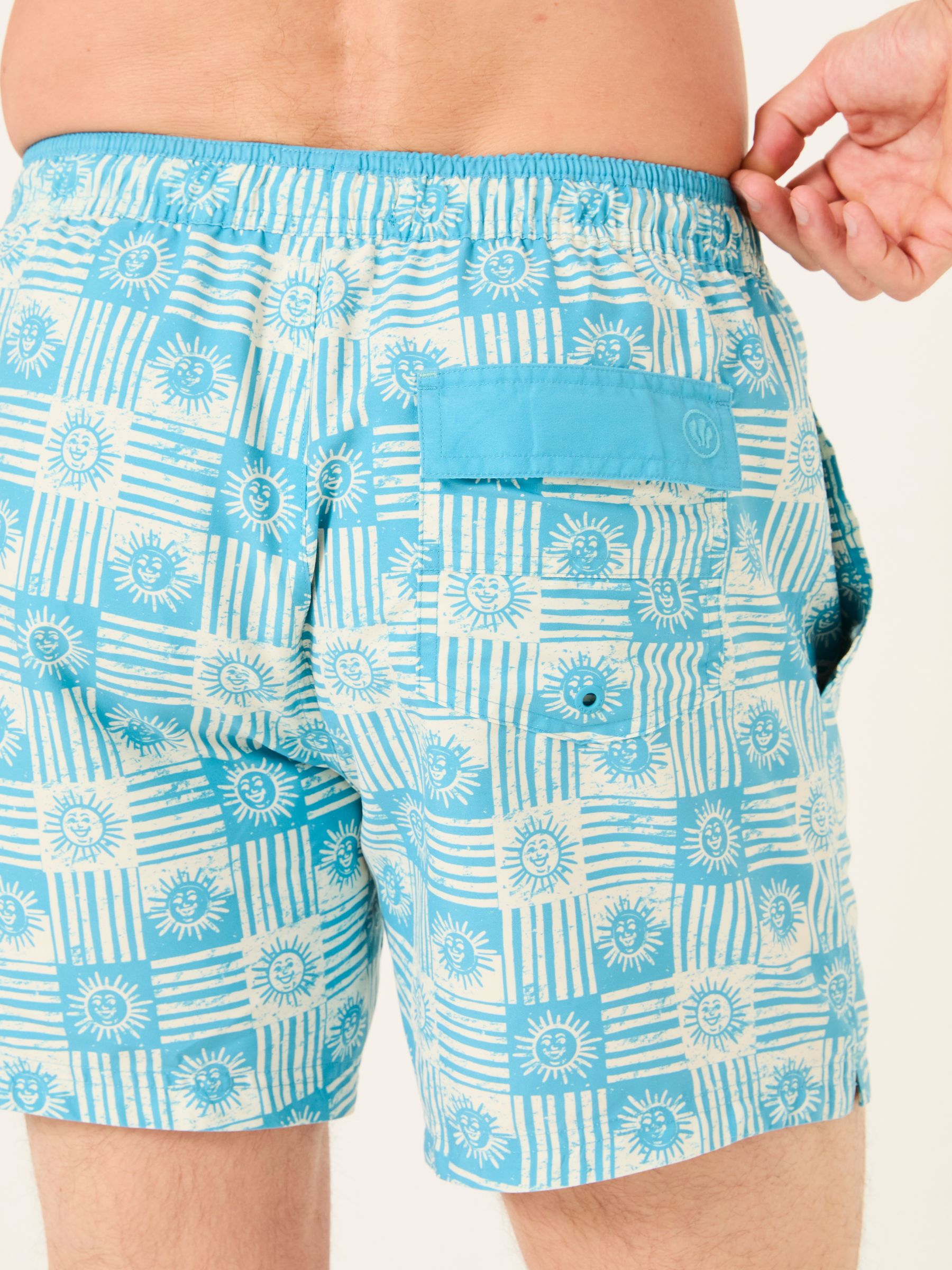 Trevose Blue Tile Print Swim Shorts - Image 4 of 5