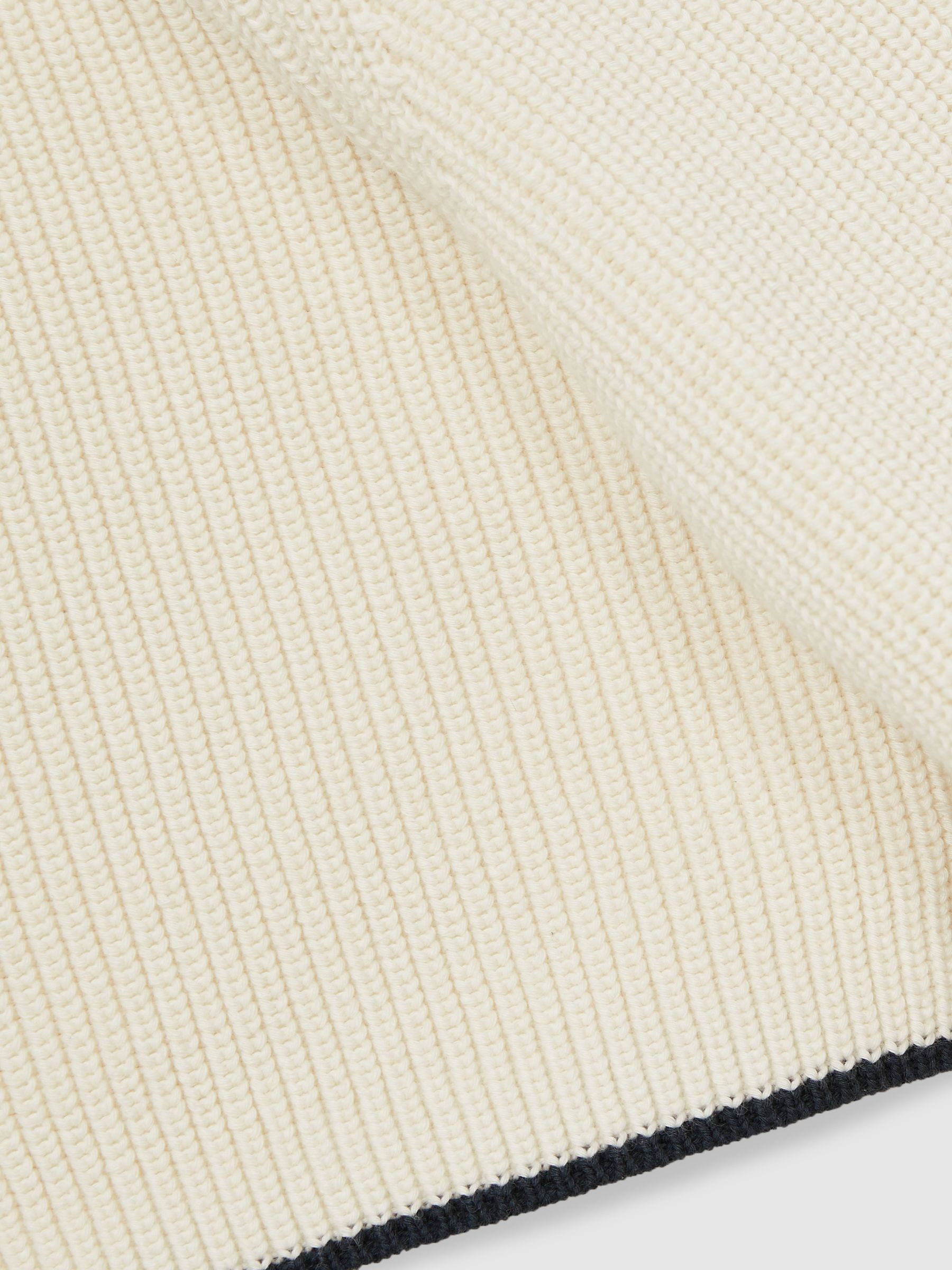 Rib Knit Tipped T-Shirt in Off White/Navy - Image 7 of 7