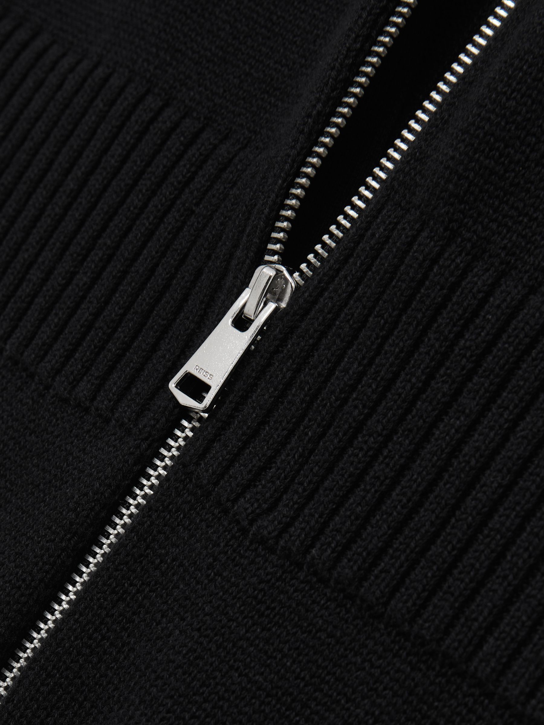 Cotton Knit Zip-Front Jumpsuit in Black - Image 6 of 6