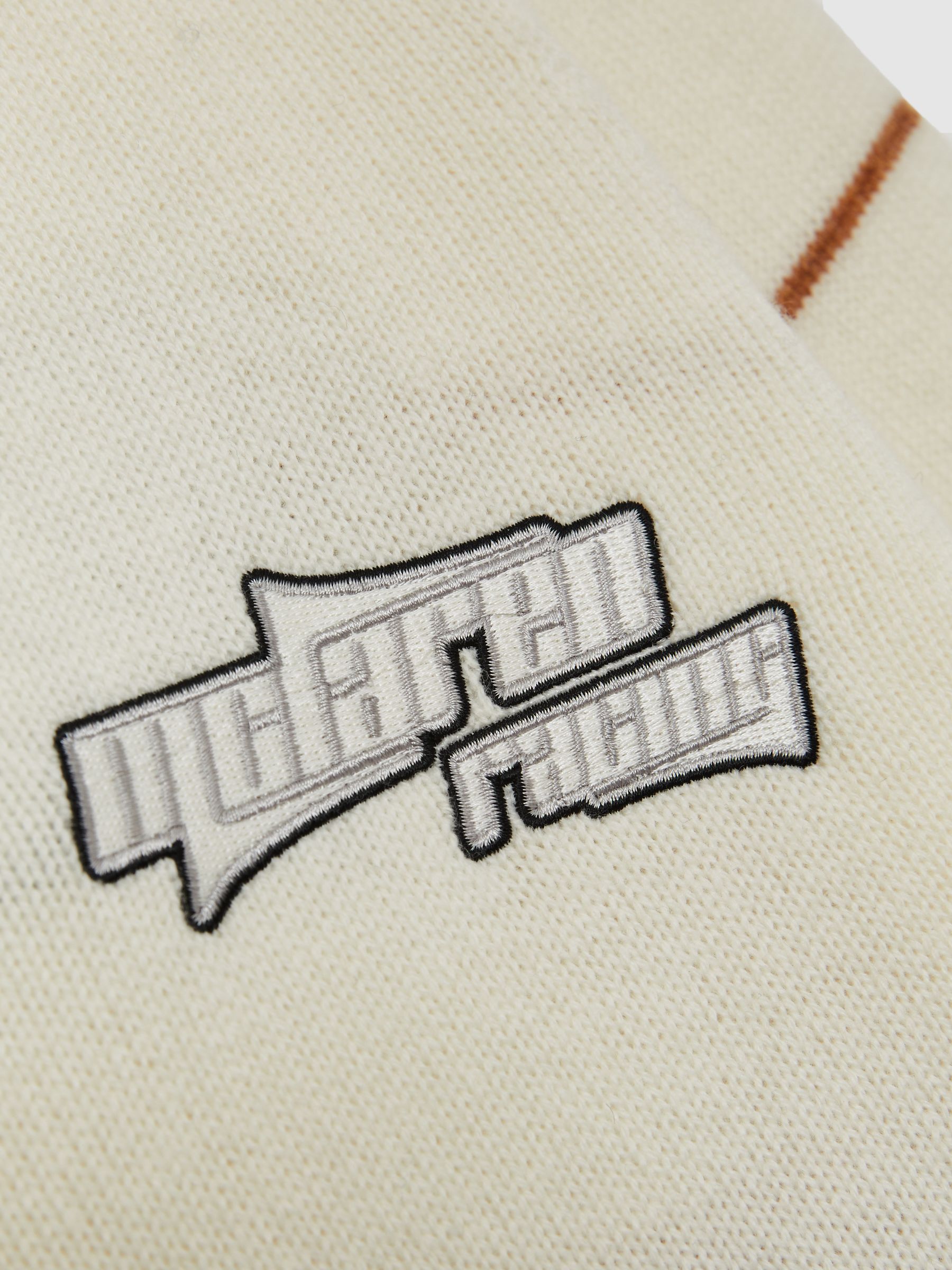 McLaren F1 Team Varsity Cardigan Wool-Cashmere in Off White/Camel - Image 8 of 9