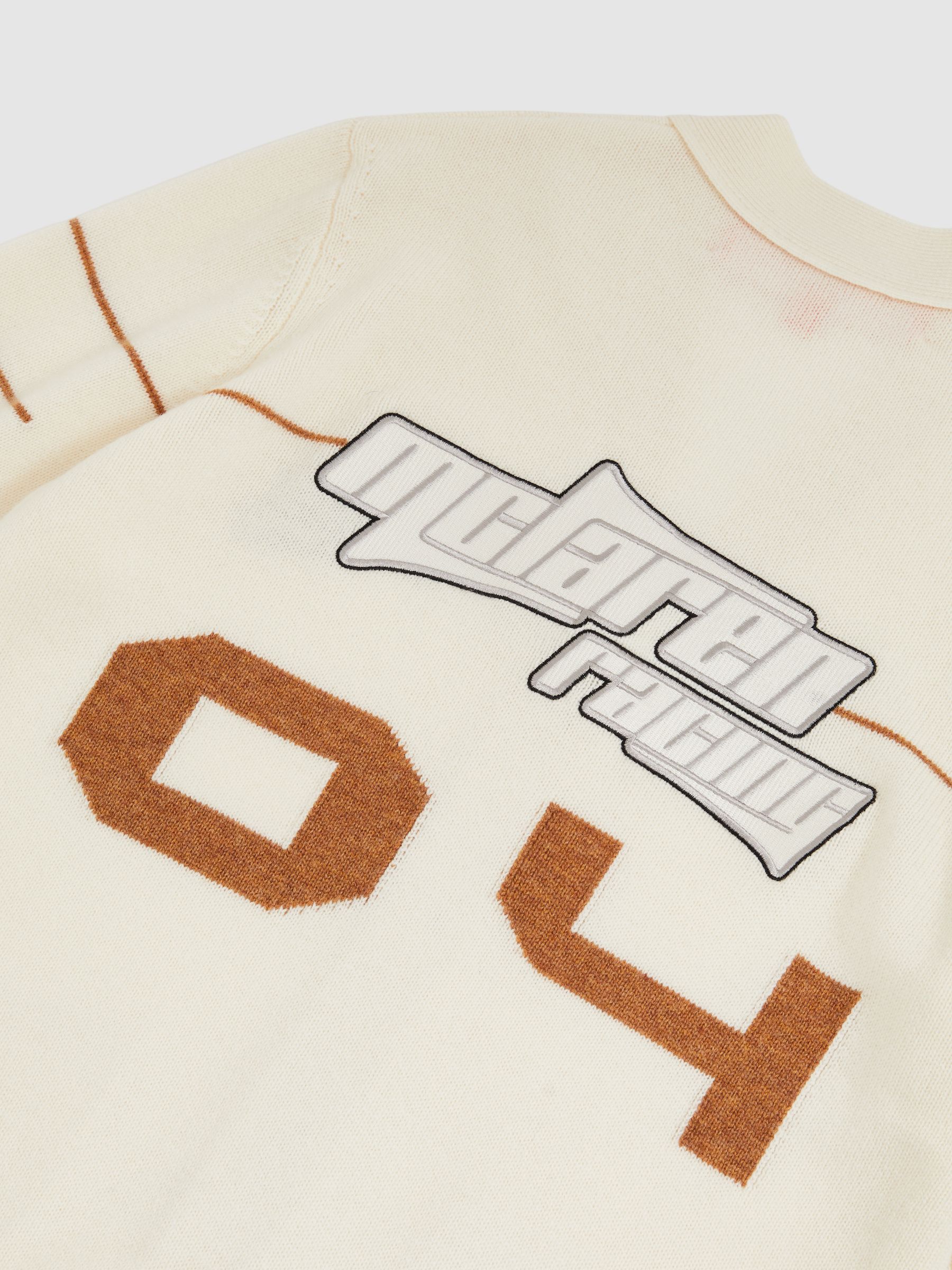 McLaren F1 Team Varsity Cardigan Wool-Cashmere in Off White/Camel - Image 9 of 9