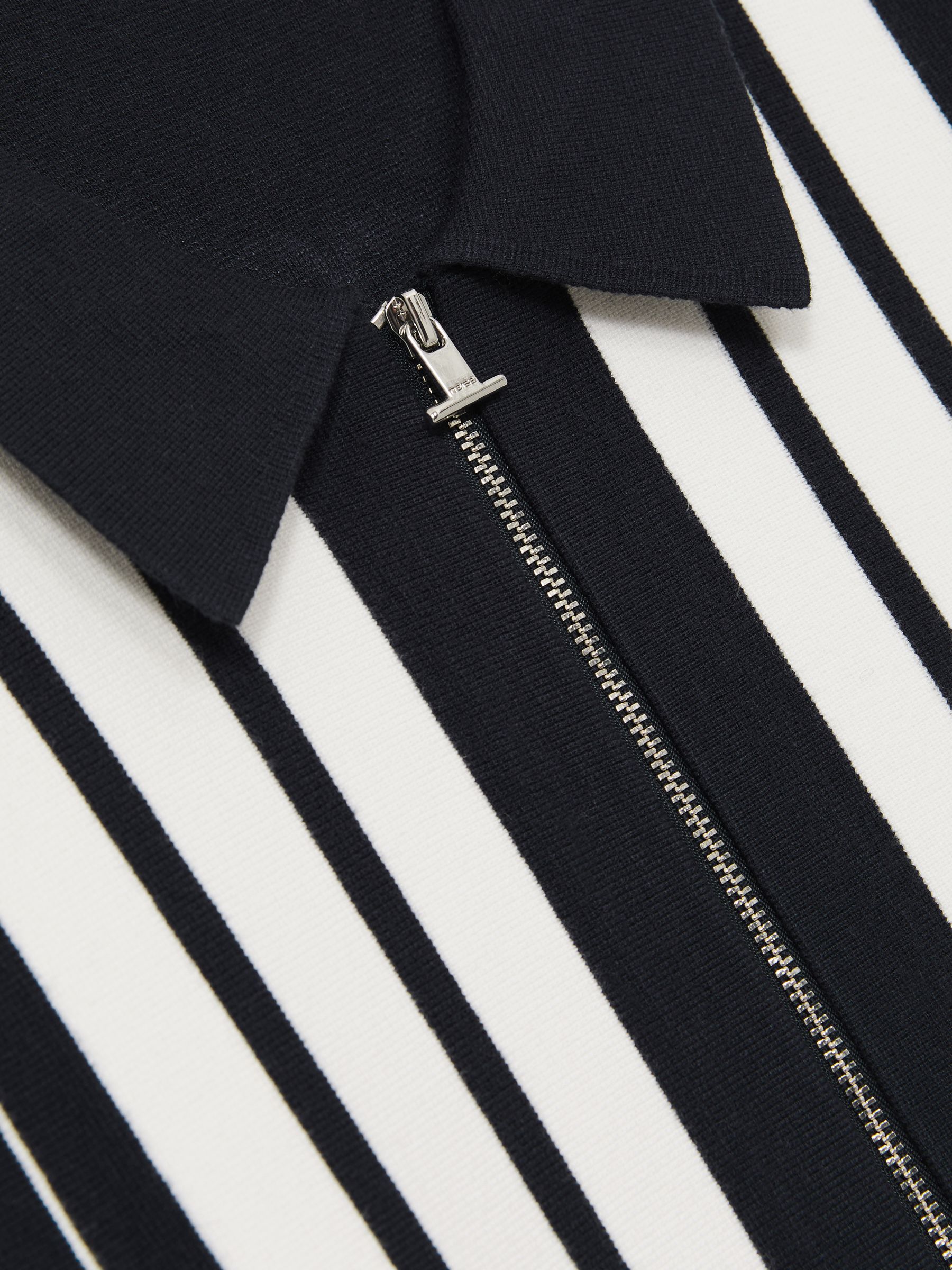 Striped Zip Through Knitted Jacket in Navy/White - Image 7 of 7