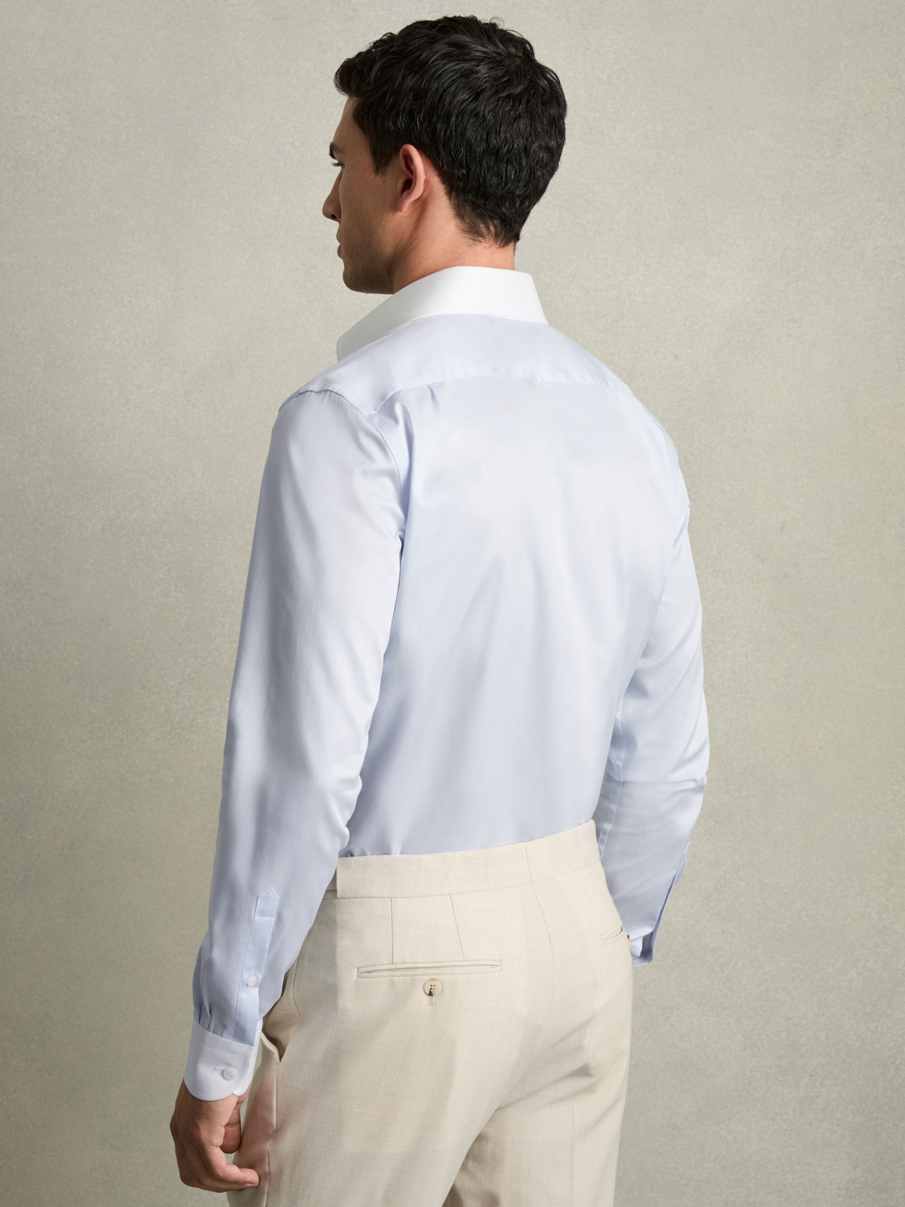 Regular-Fit Cotton Pin-Collar Shirt in Contrast S Blue - Image 5 of 8