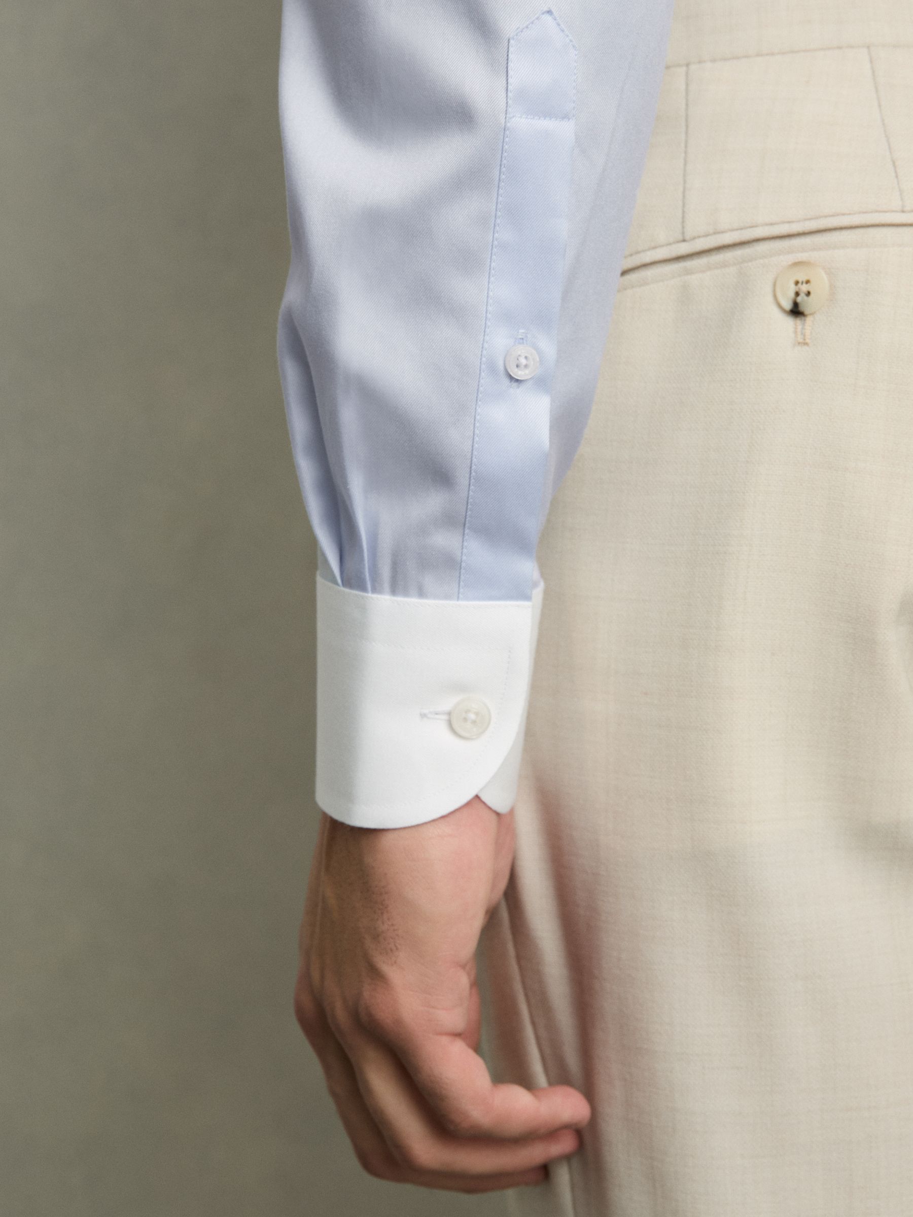 Regular-Fit Cotton Pin-Collar Shirt in Contrast S Blue - Image 6 of 8