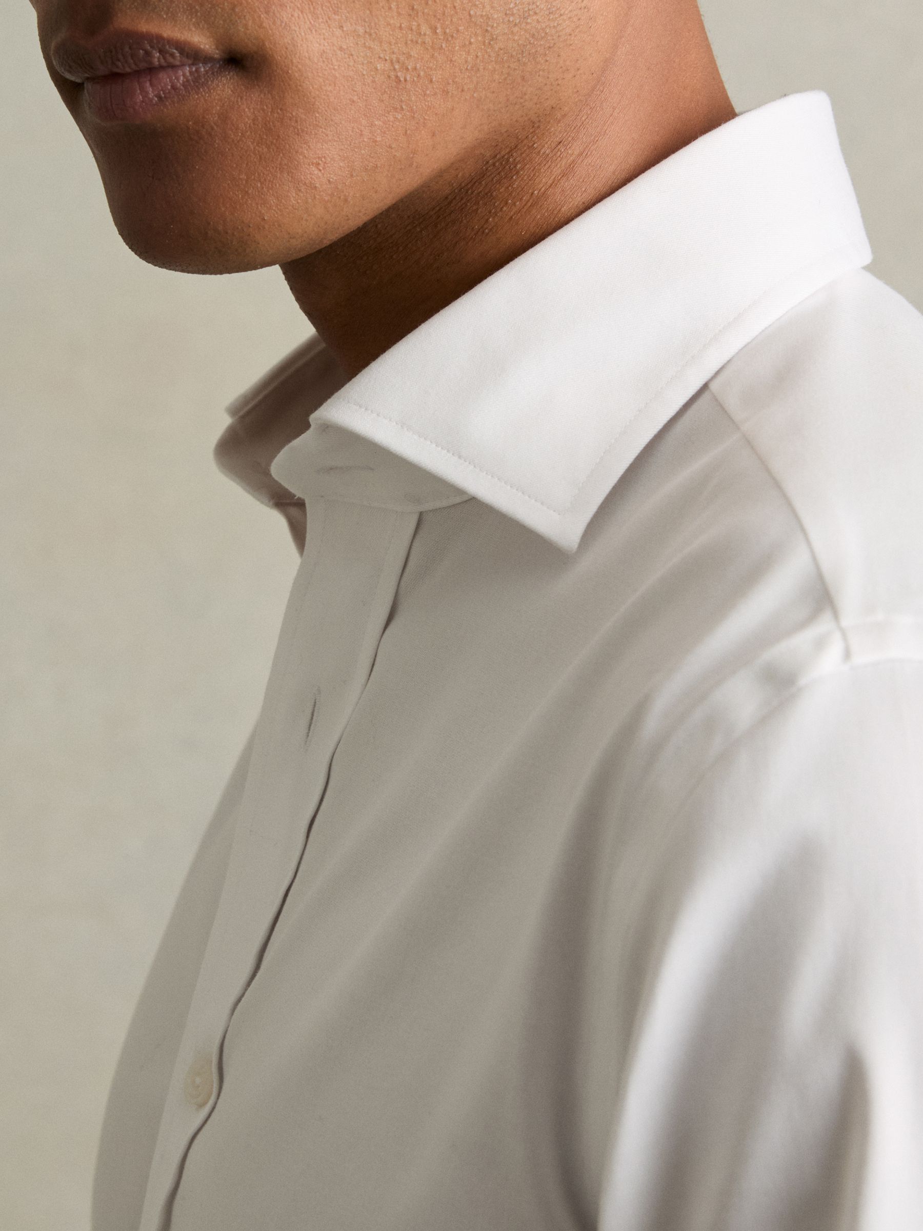 Cotton-Tencel Stretch Shirt in White - Image 5 of 7