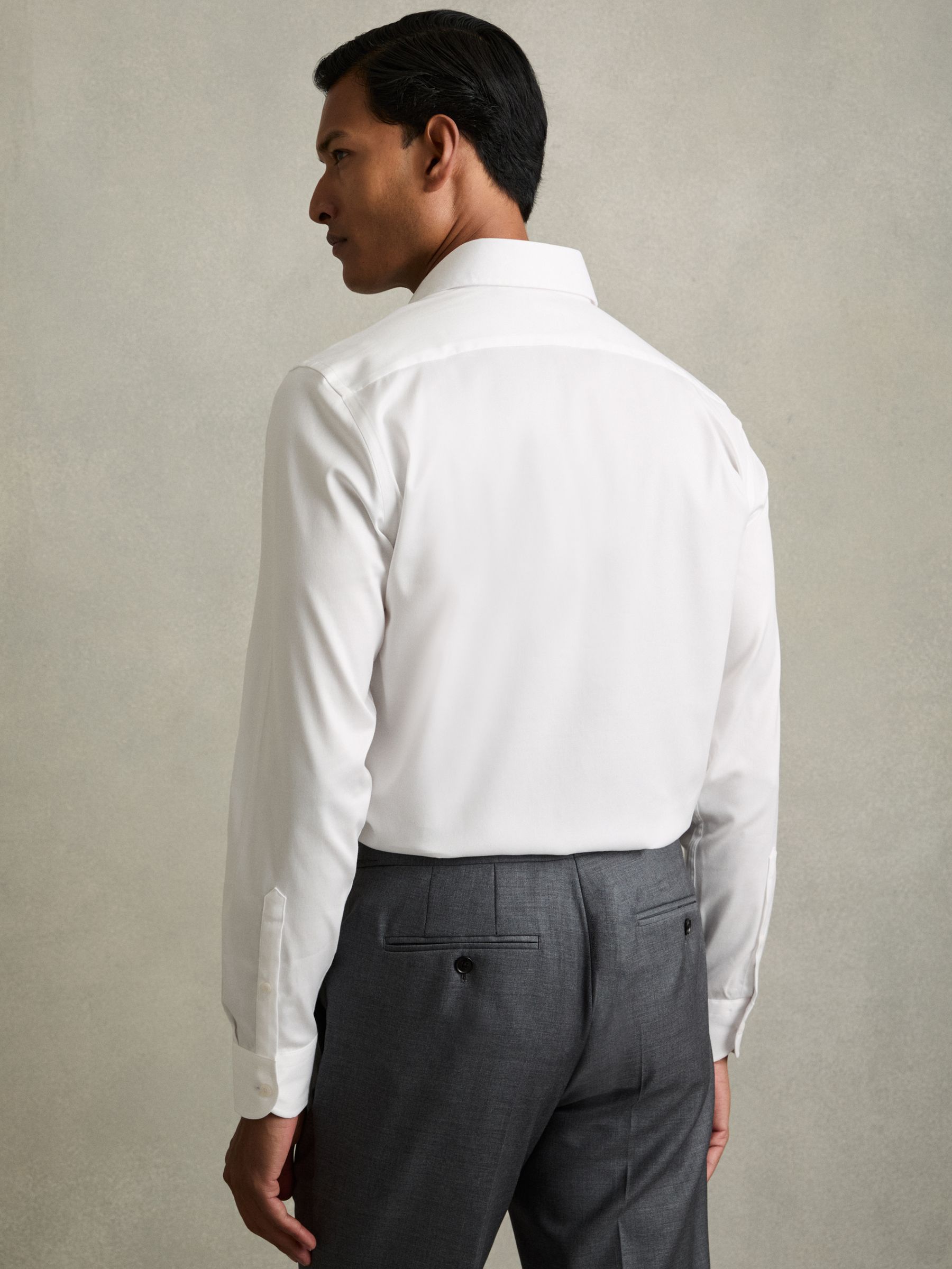 Cotton-Tencel Stretch Shirt in White - Image 6 of 7