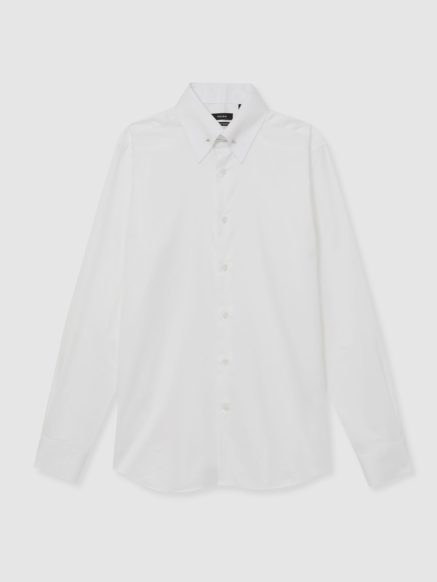 Regular-Fit Cotton Pin-Collar Shirt in White - Image 2 of 7