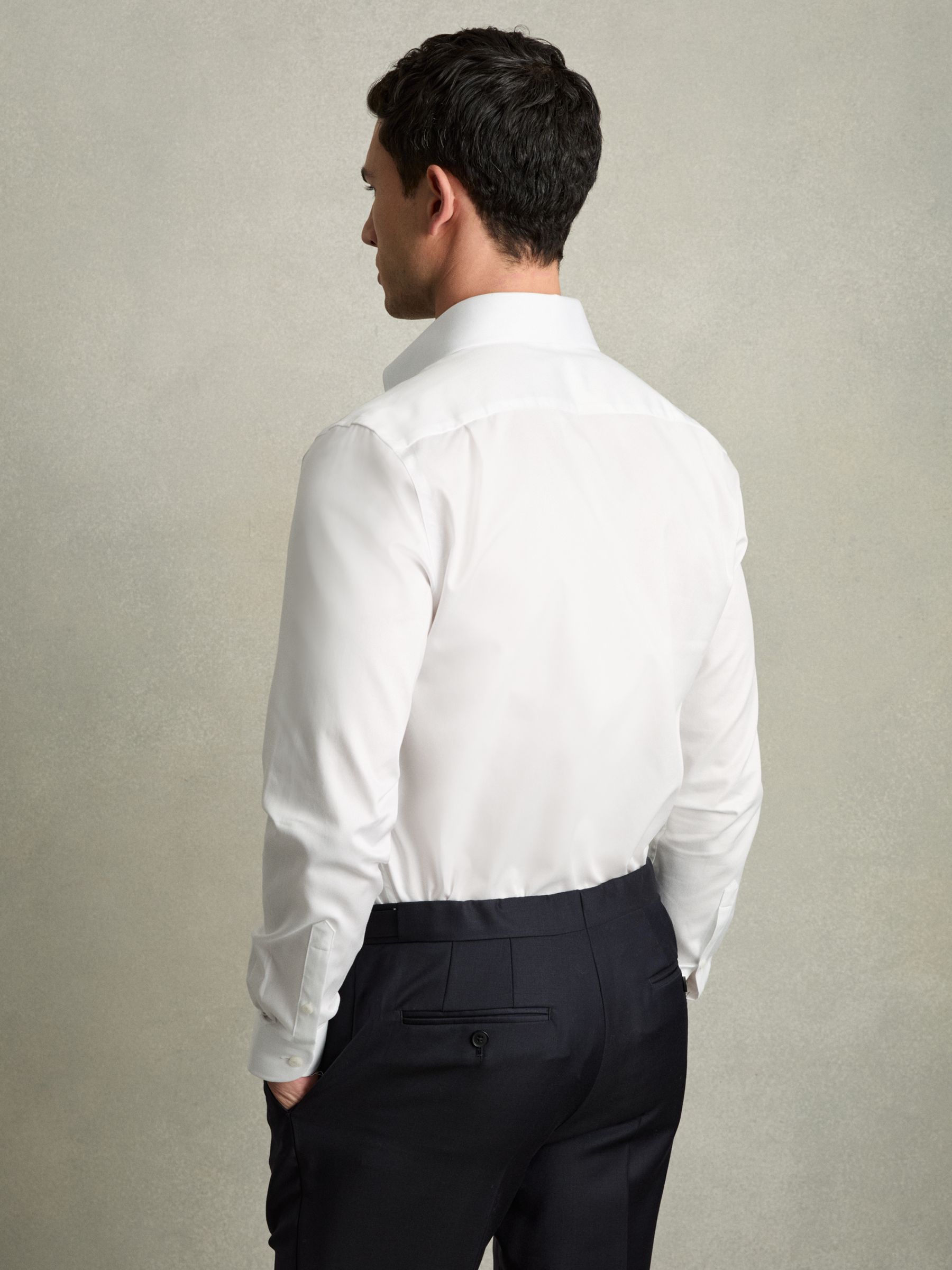 Regular-Fit Cotton Pin-Collar Shirt in White - Image 5 of 7