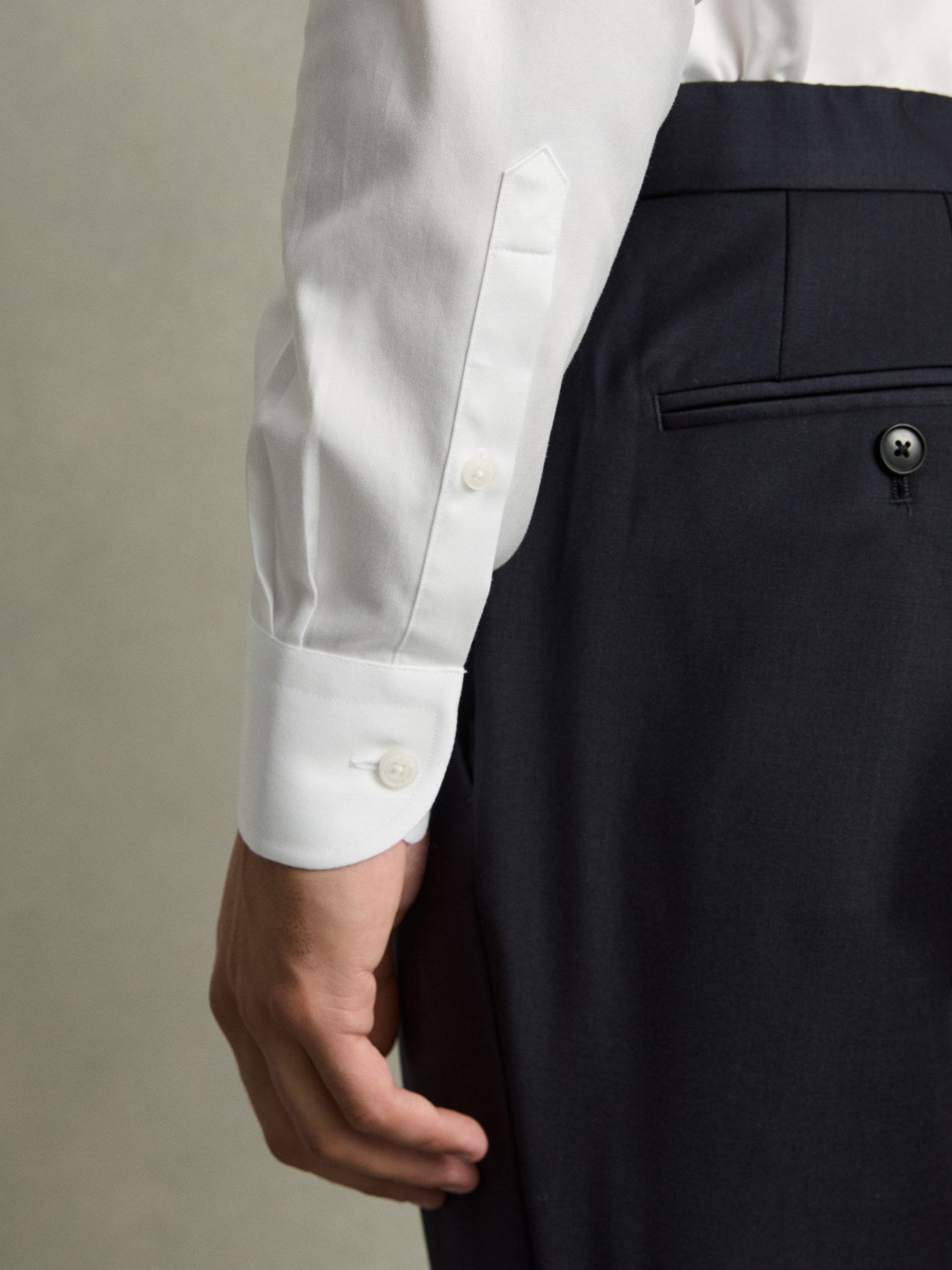 Regular-Fit Cotton Pin-Collar Shirt in White - Image 6 of 7