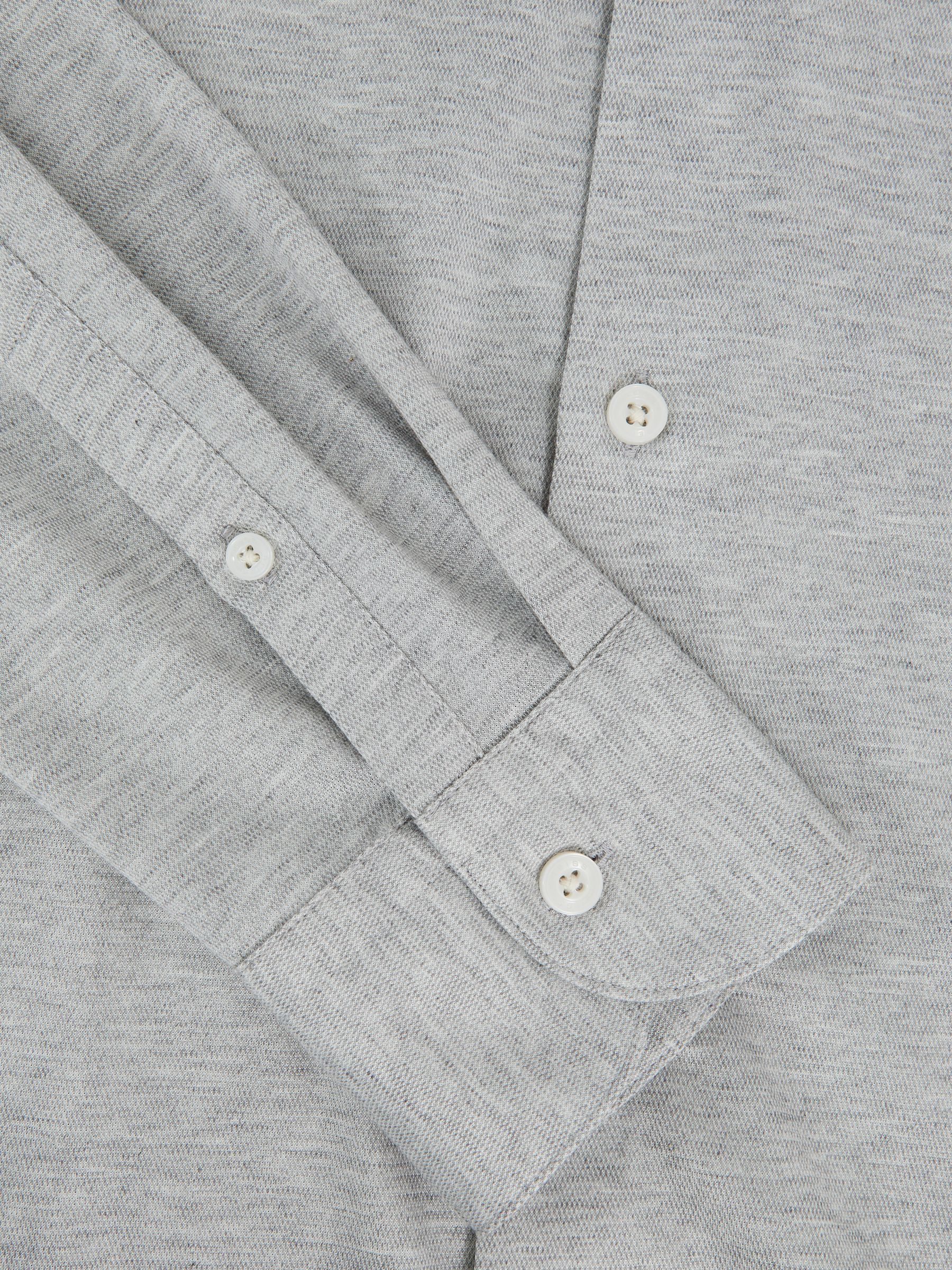 Cotton-Blend Jersey Cutaway-Collar Shirt in Grey Melange - image 4