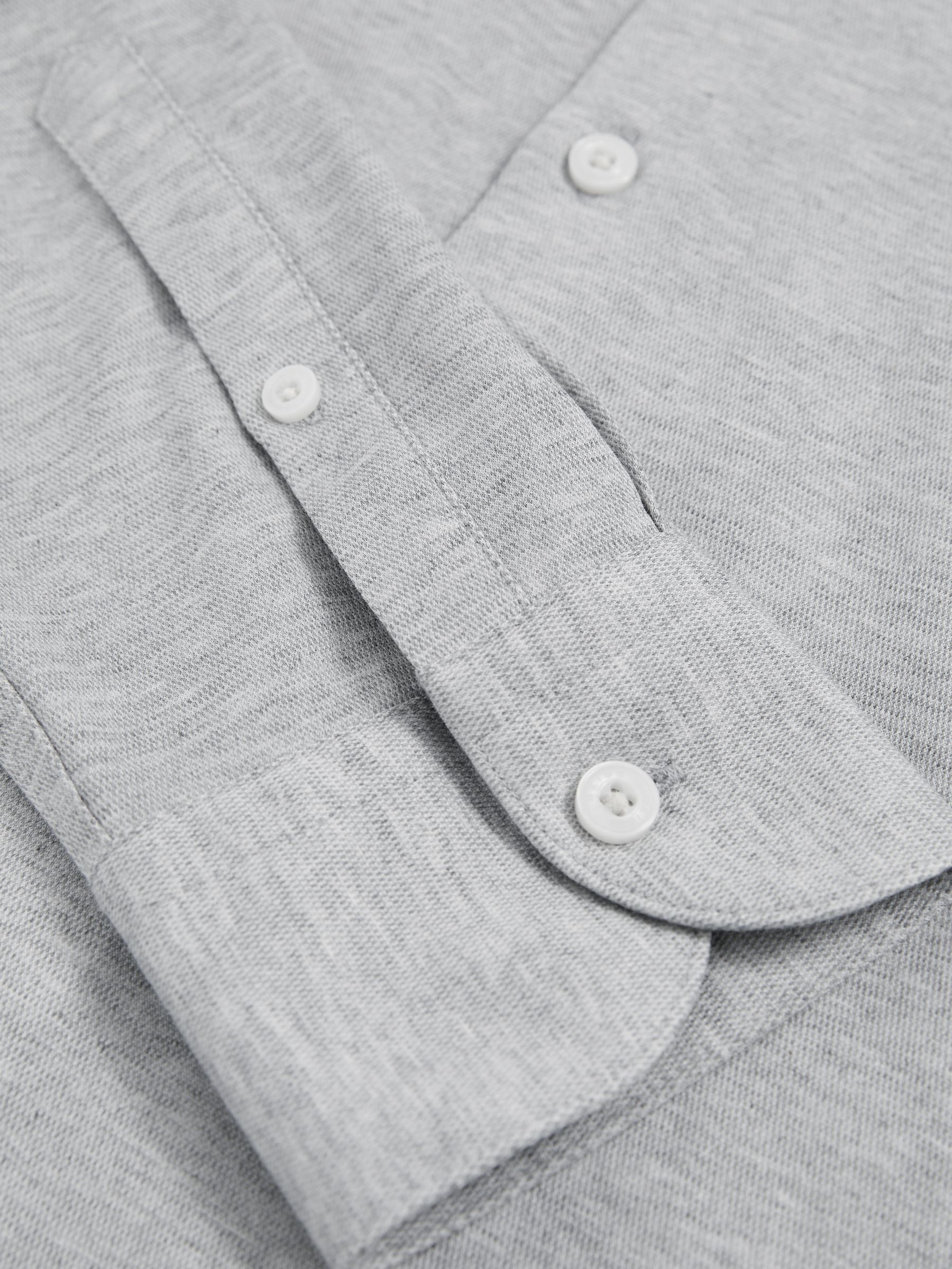 Cotton-Blend Jersey Cutaway-Collar Shirt in Grey Melange - Image 8 of 8
