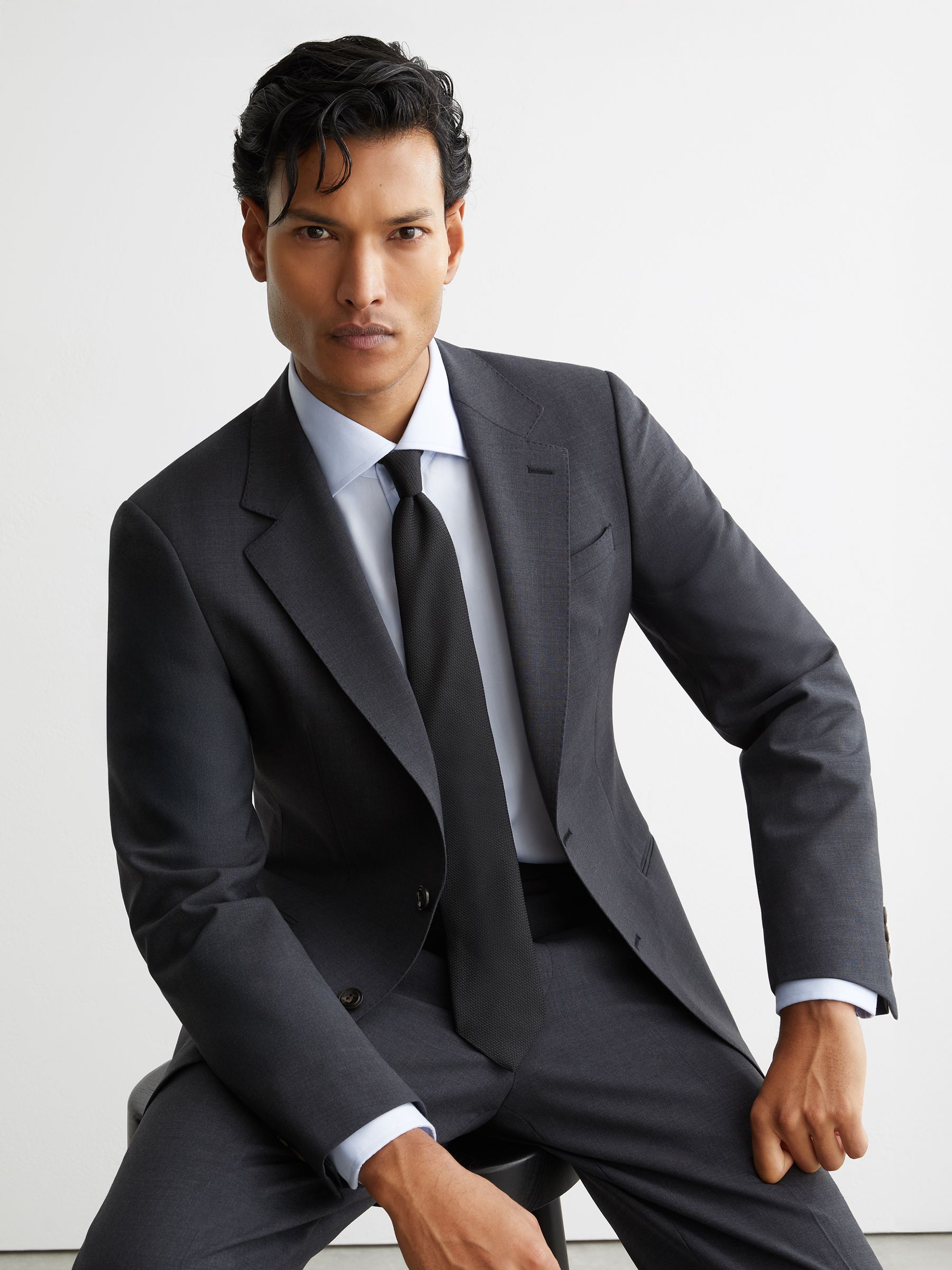 Regular Fit Cotton-Blend Stretch Shirt in Soft Blue - image 3