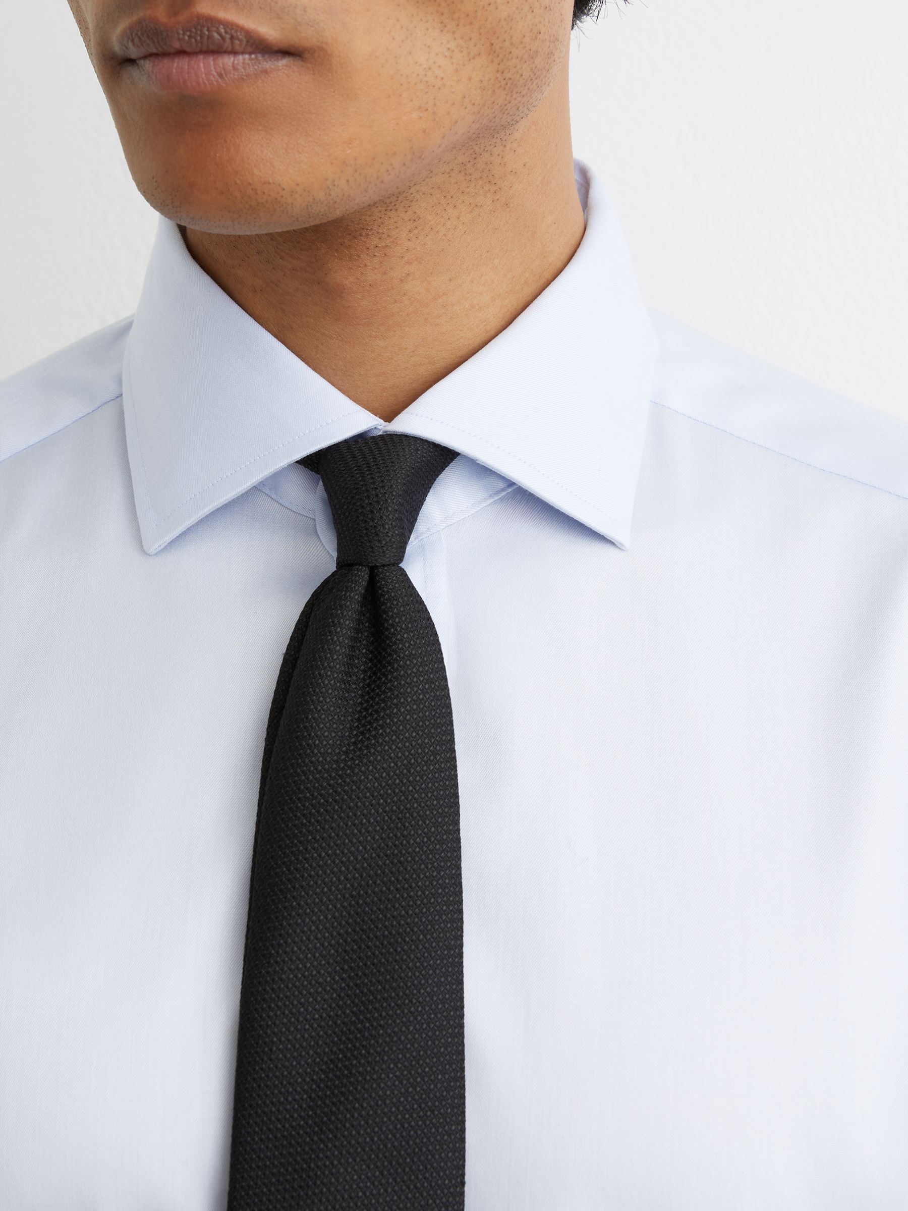 Regular Fit Cotton-Blend Stretch Shirt in Soft Blue - image 5