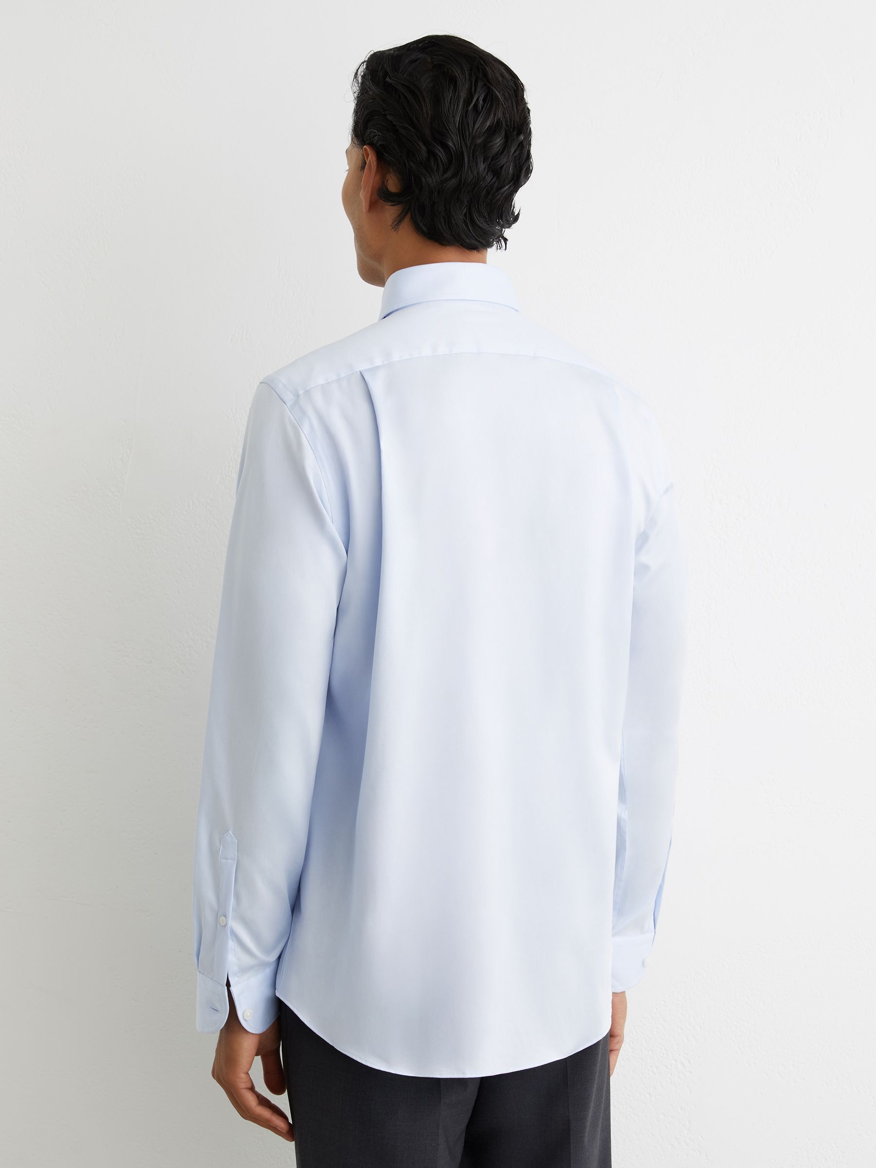 Regular Fit Cotton-Tencel Stretch Shirt in Soft Blue - Image 6 of 7