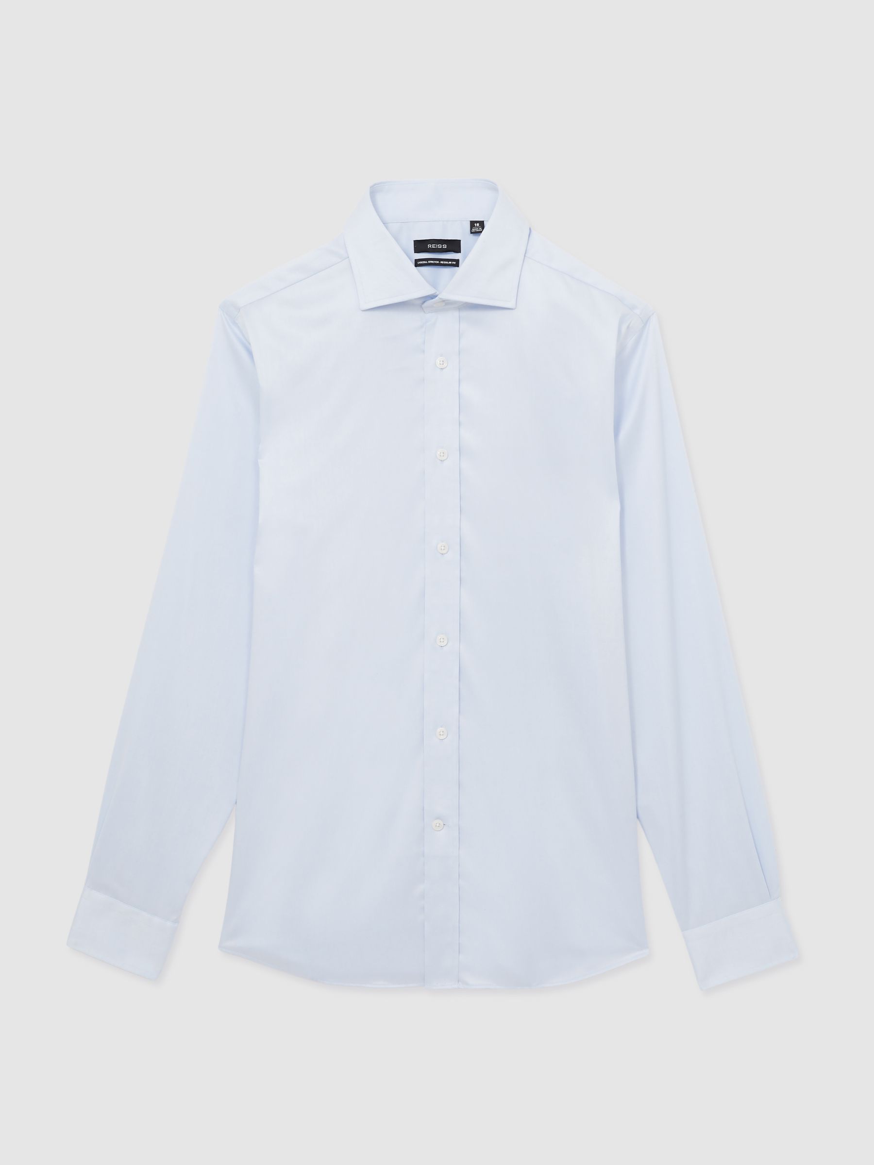 Regular Fit Cotton-Tencel Stretch Shirt in Soft Blue - Image 7 of 7