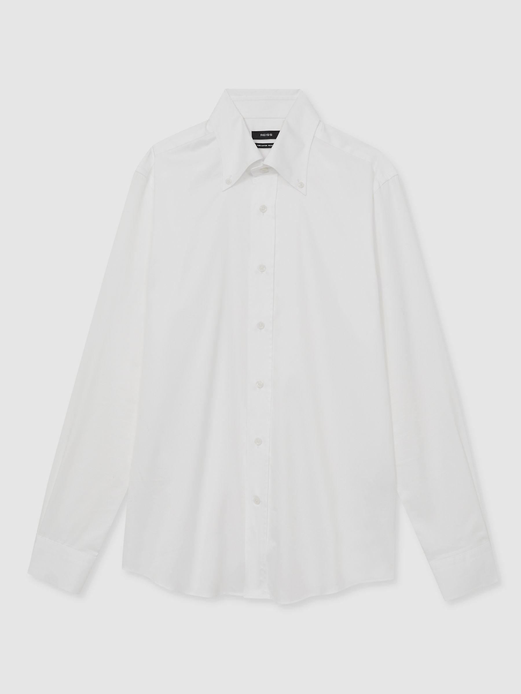 Regular-Fit Cotton Button-Down Shirt in White - Image 2 of 6