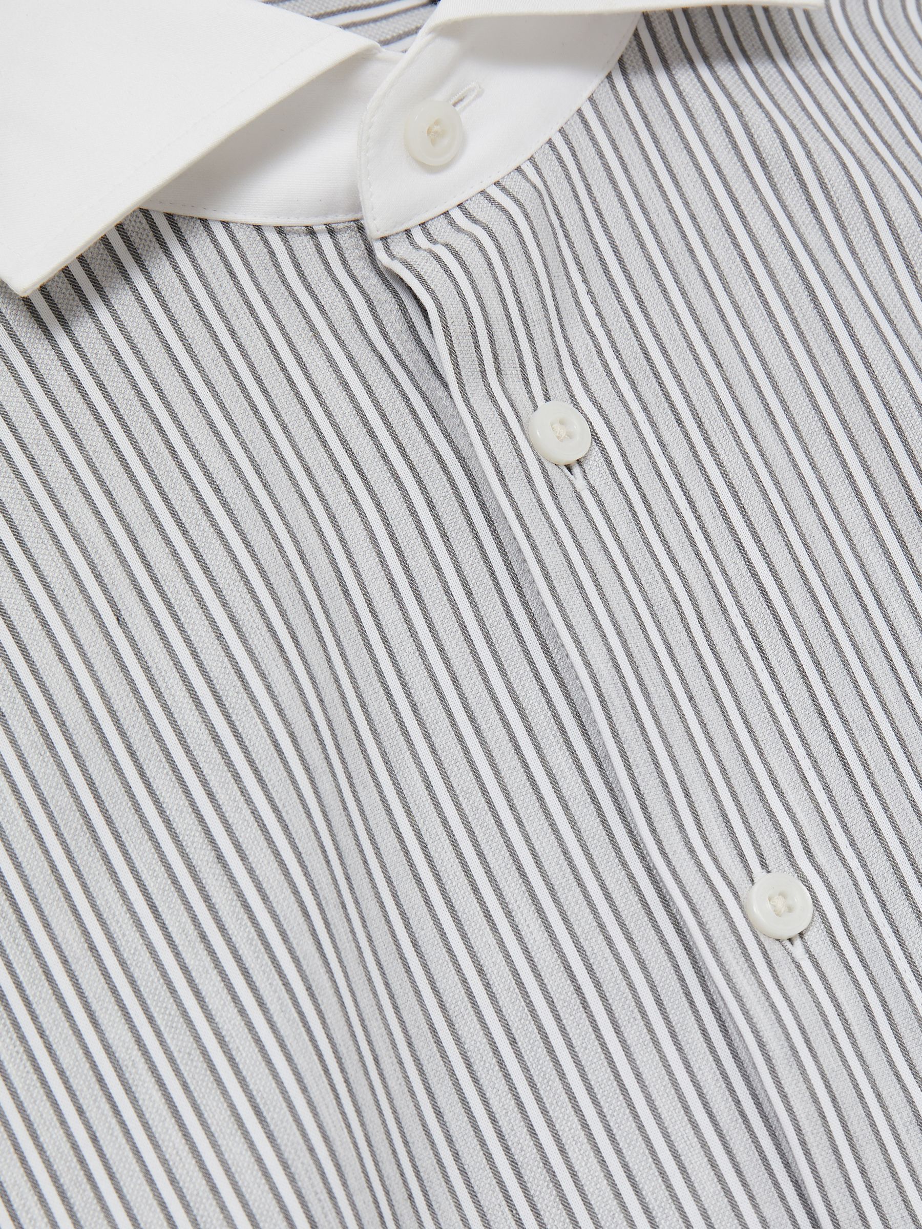 Cotton-Lyocell Stripe Shirt in Contrast Stripe Grey - Image 7 of 7