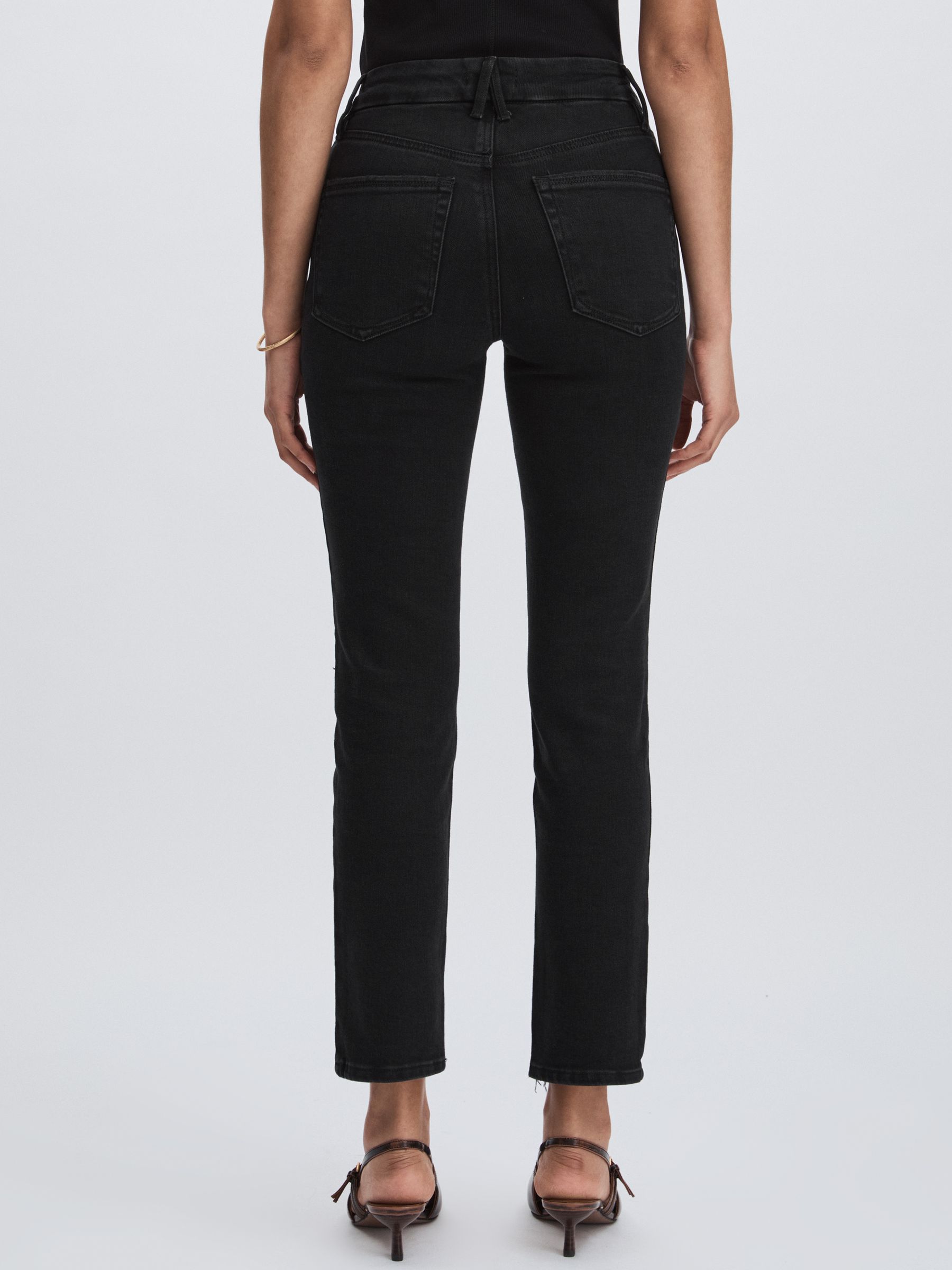 Distressed-Hem Cropped Jeans in Black - Image 5 of 6