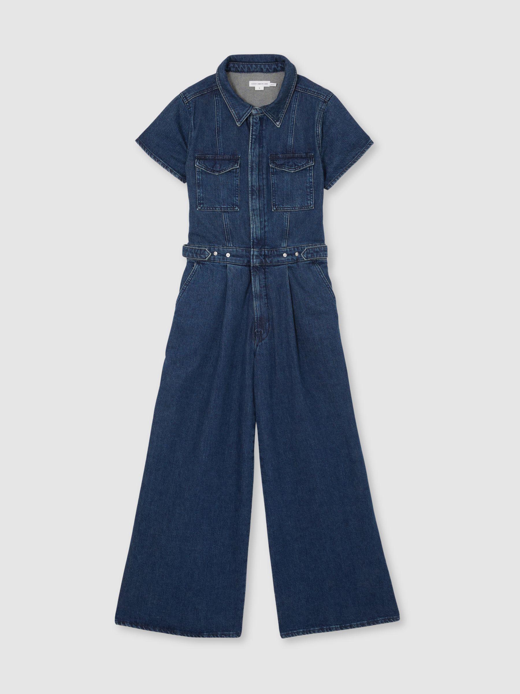 Good American Wide-Leg Denim Jumpsuit in Dark Indigo - Image 2 of 5