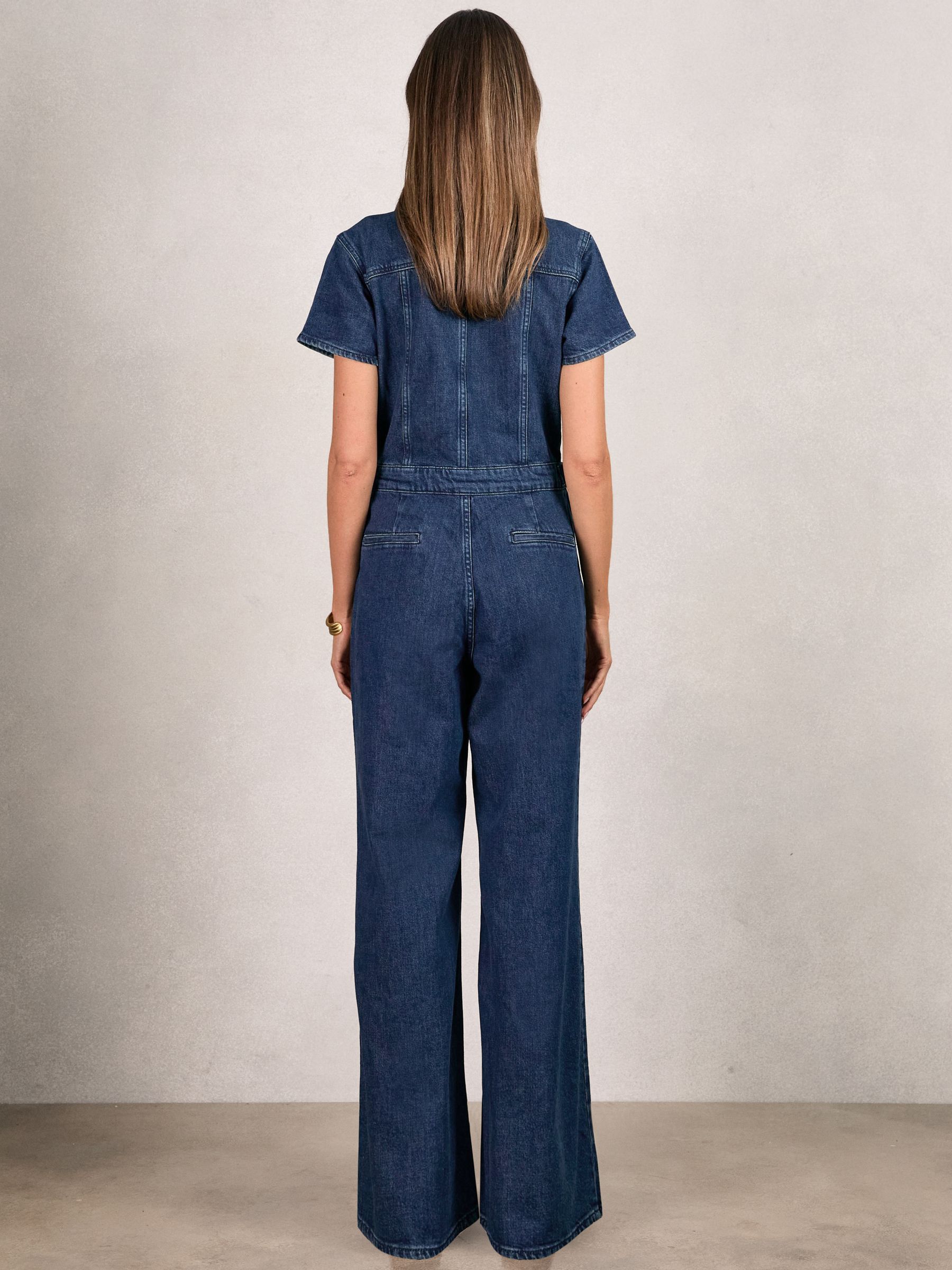 Good American Wide-Leg Denim Jumpsuit in Dark Indigo - Image 4 of 5
