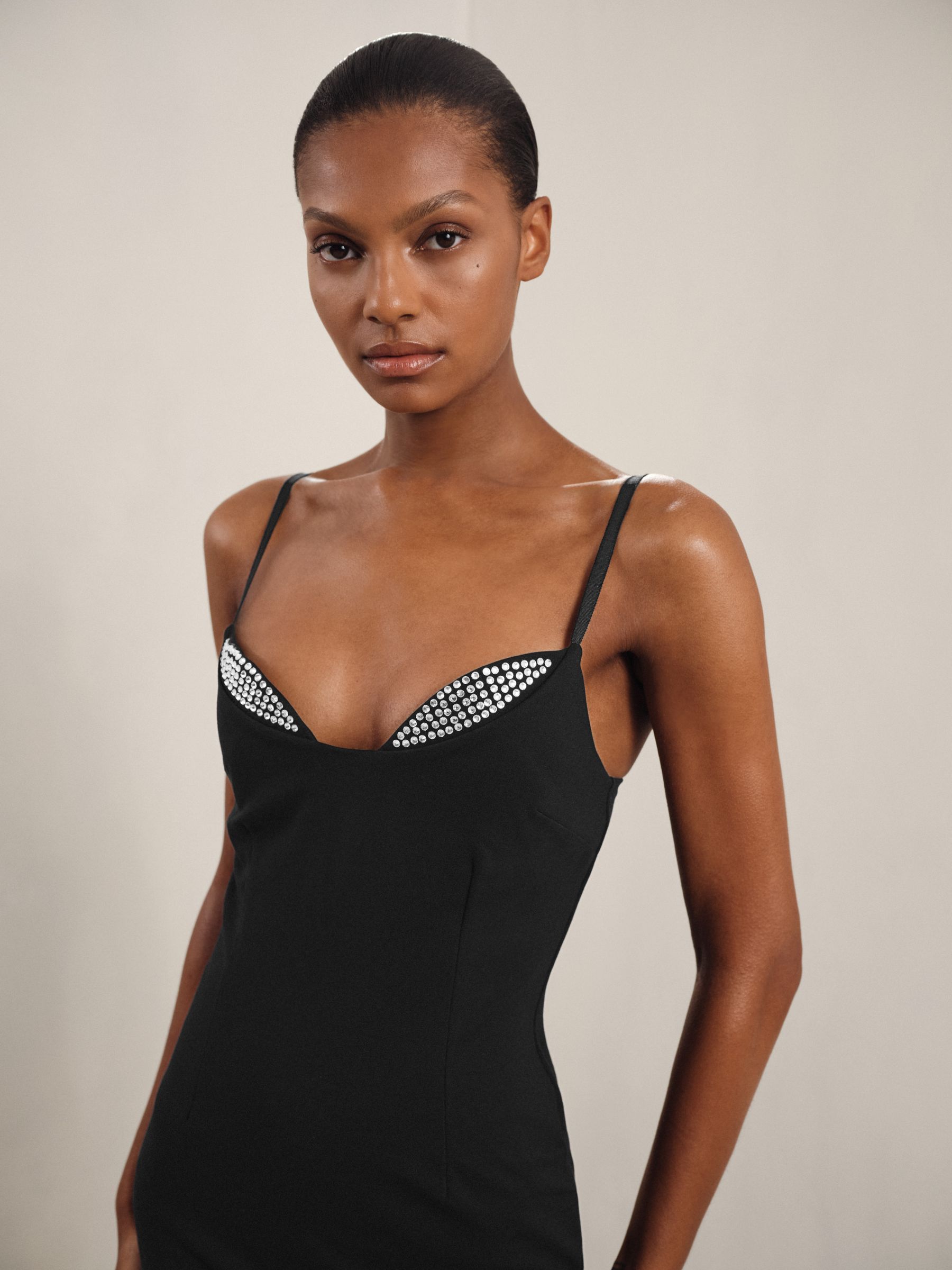 Crystal Trim Maxi Dress in Black - Image 3 of 5