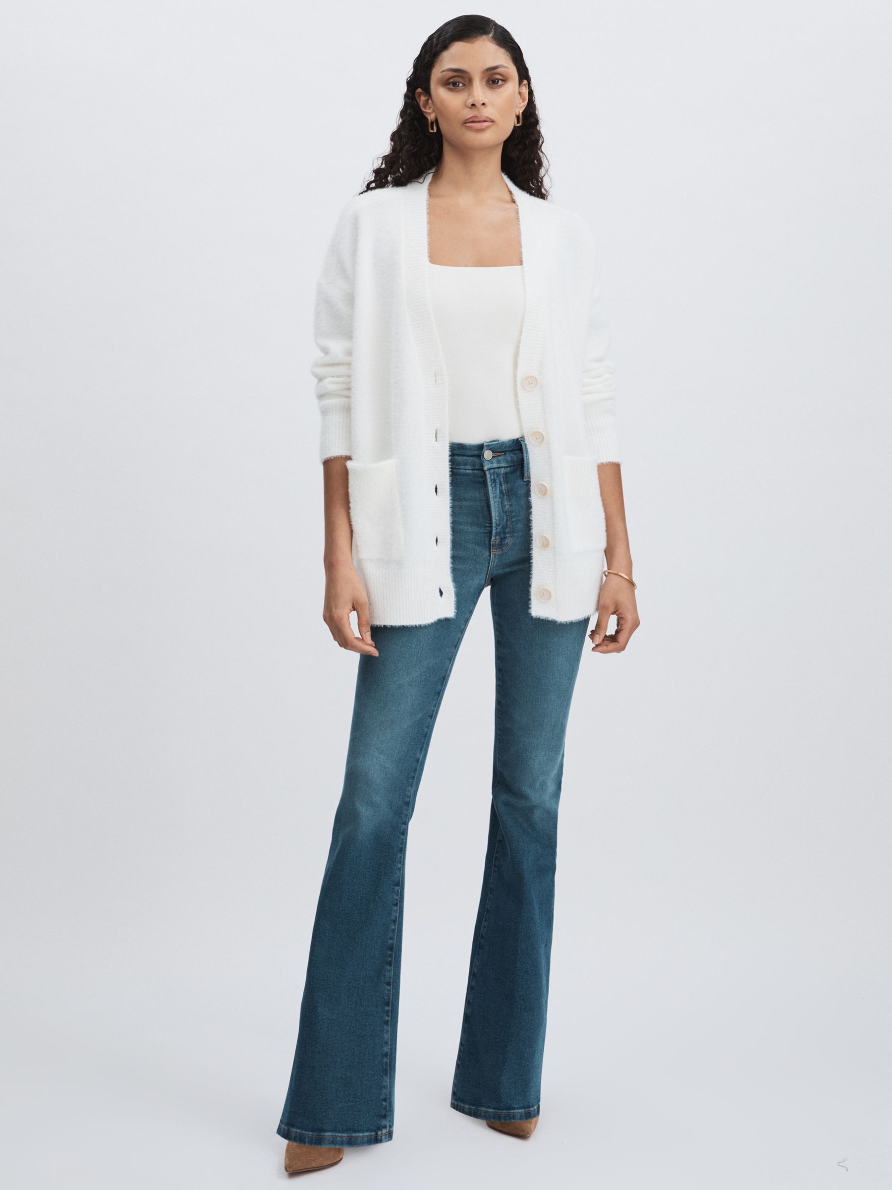 Good American Oversized Plush Cardigan in White - image 3