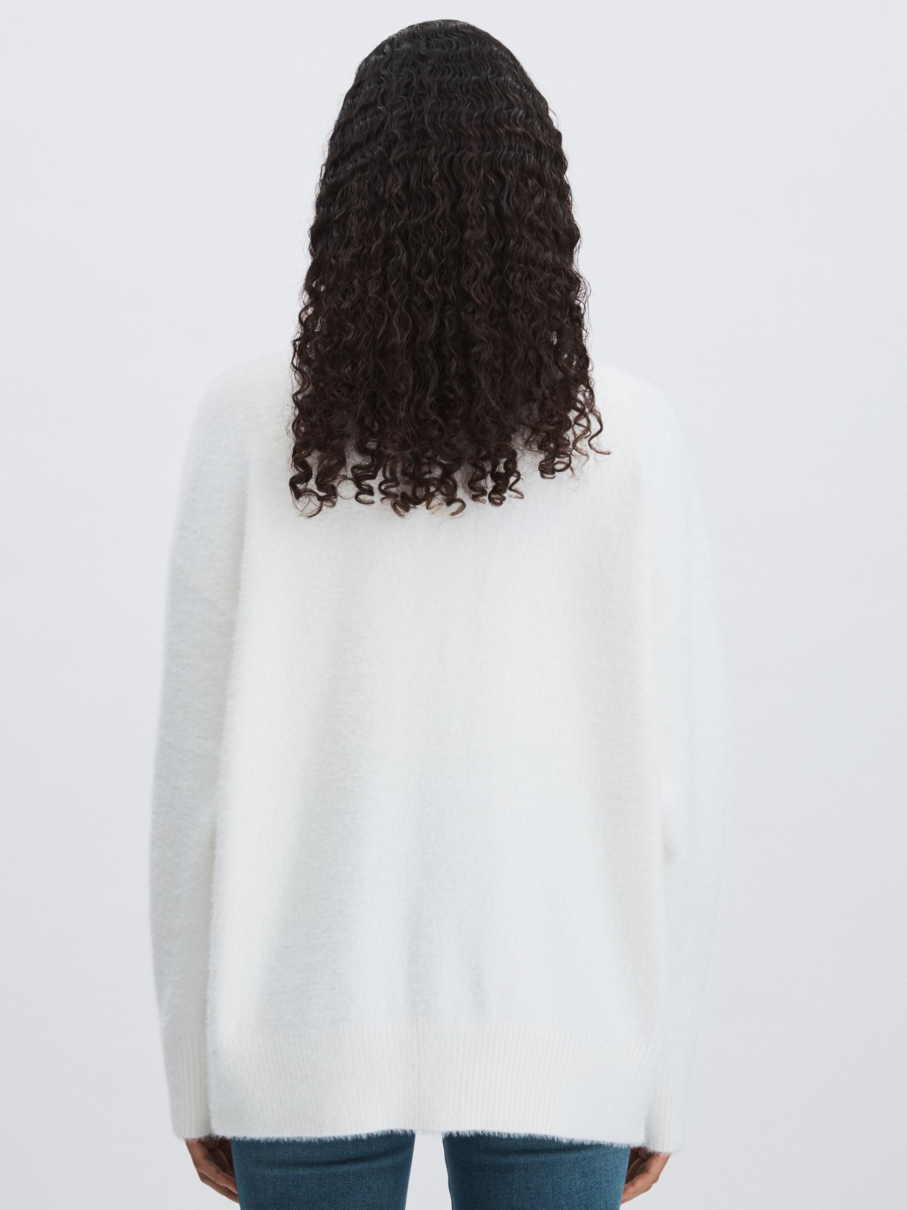Oversized Plush Cardigan in White - Image 5 of 6