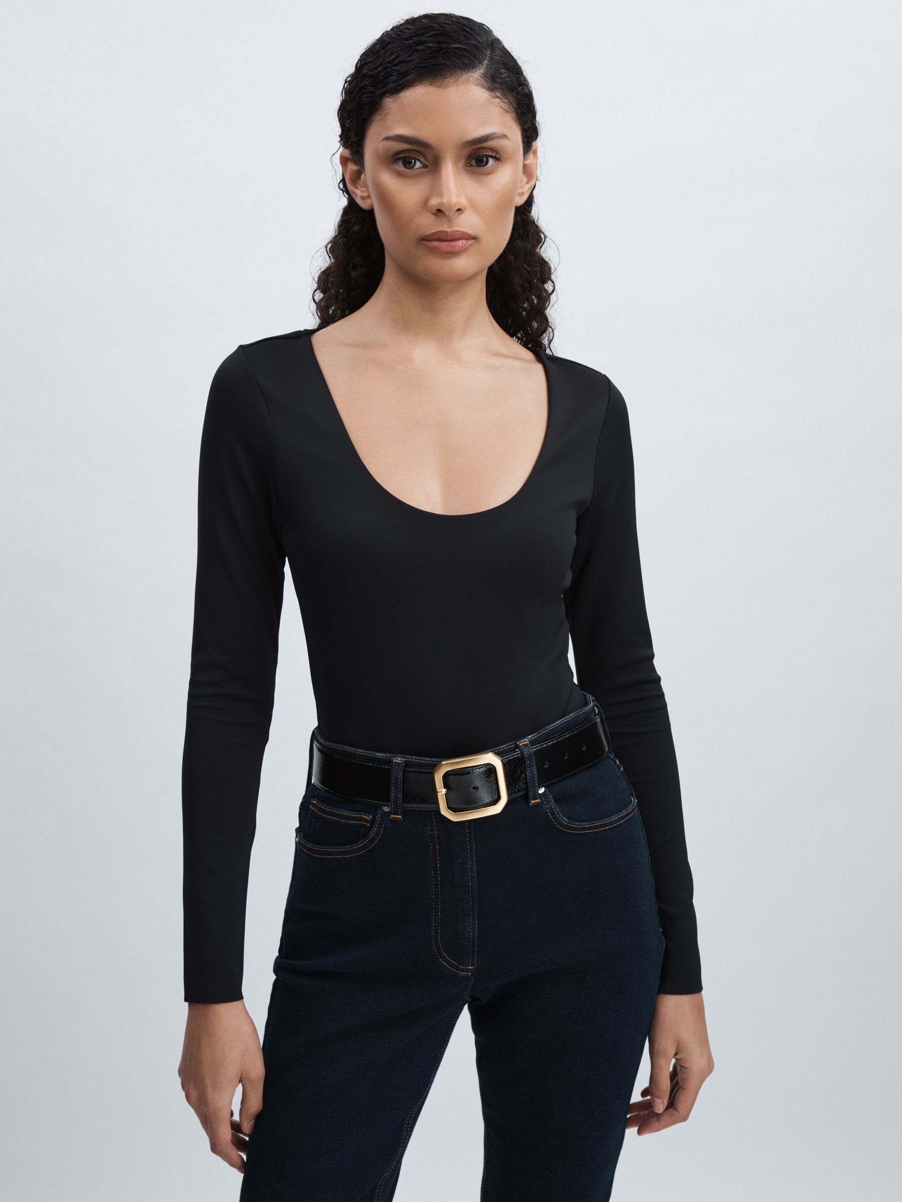 Scuba Scoop-Neck Bodysuit in Black - Image 1 of 5