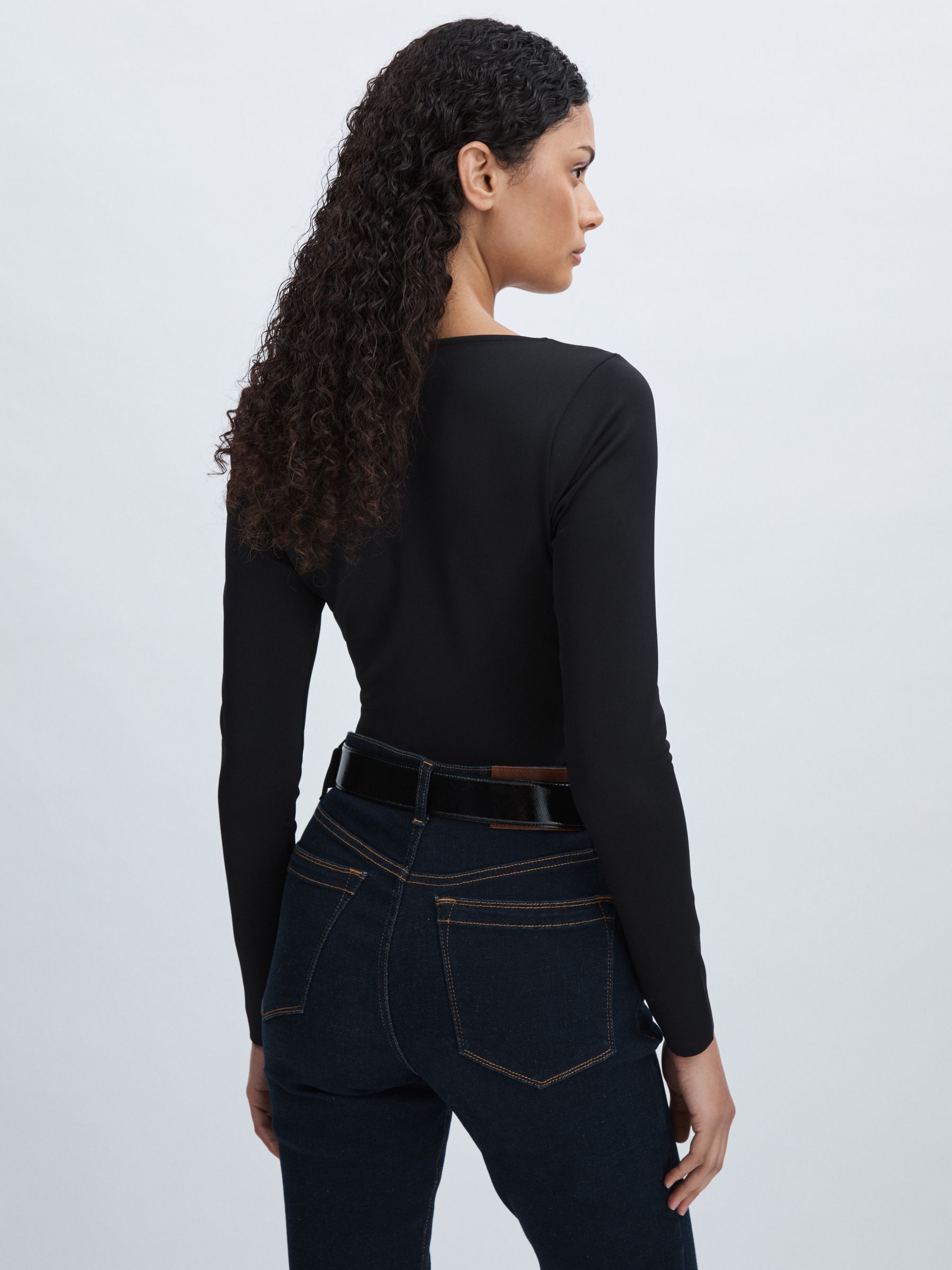 Good American Scuba Scoop Neck Bodysuit in Black - image 4