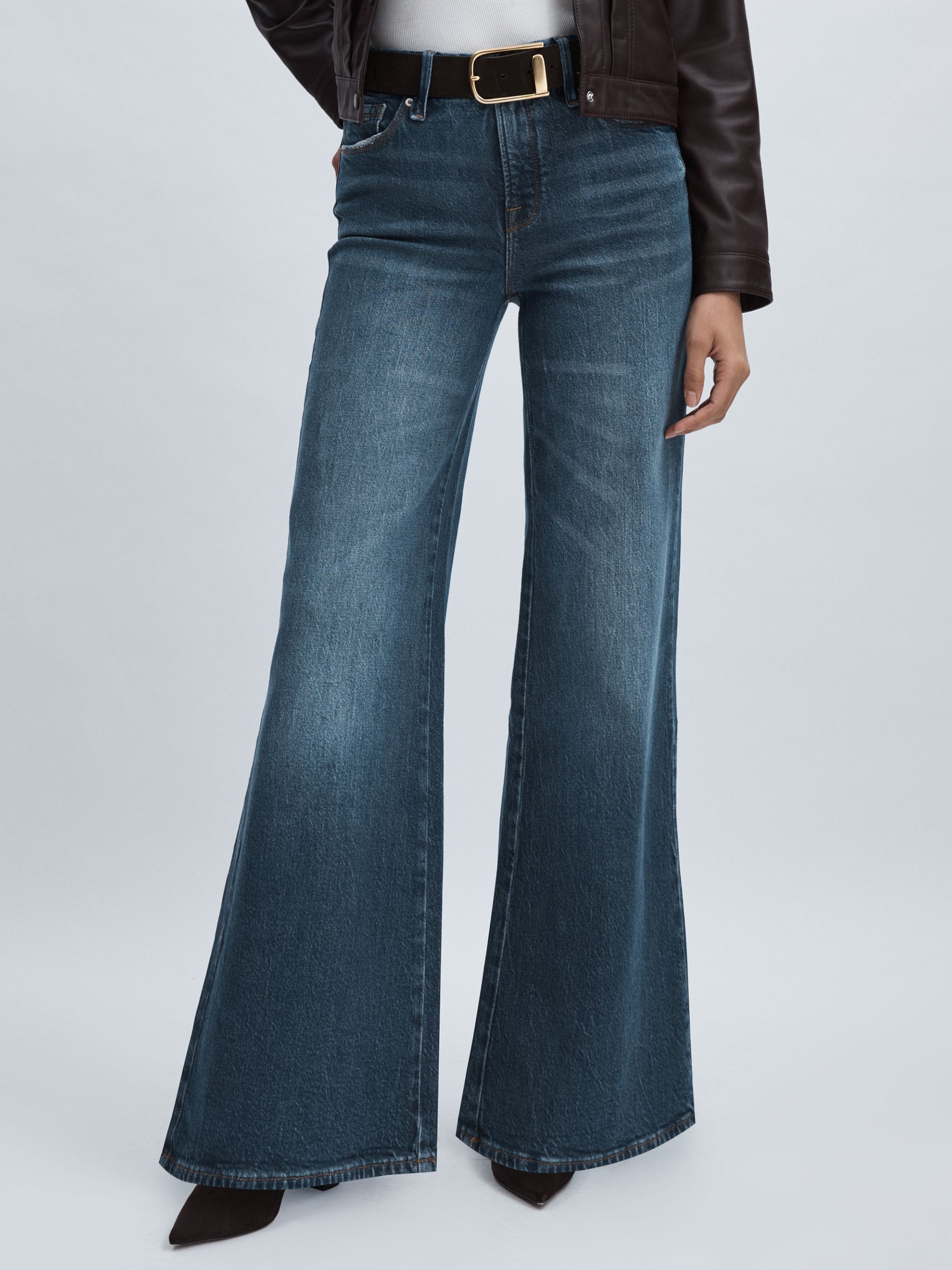 Good American Petite High-Rise Palazzo Jeans in Dark Indigo - Image 3 of 6