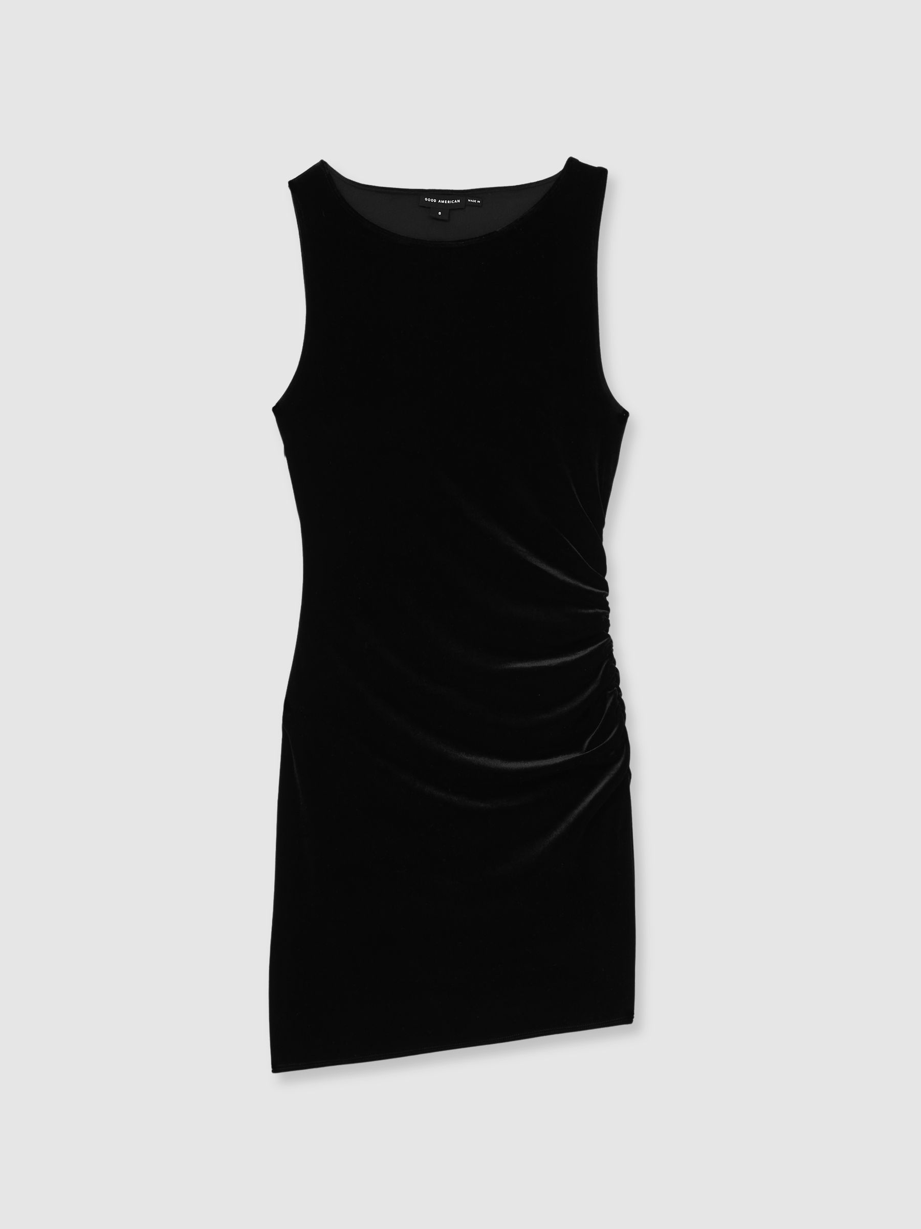 Velvet Ruched Mini Dress in Black - Image 2 of 5
