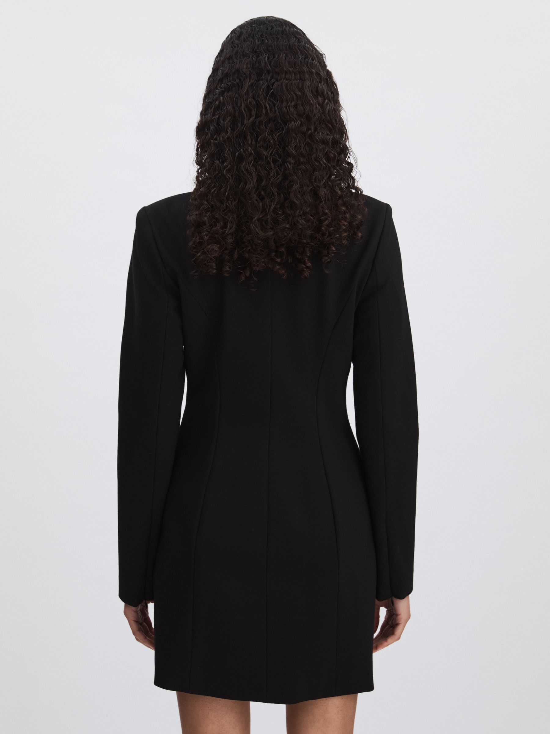 Crystal-Button Blazer Dress in Black - Image 5 of 6