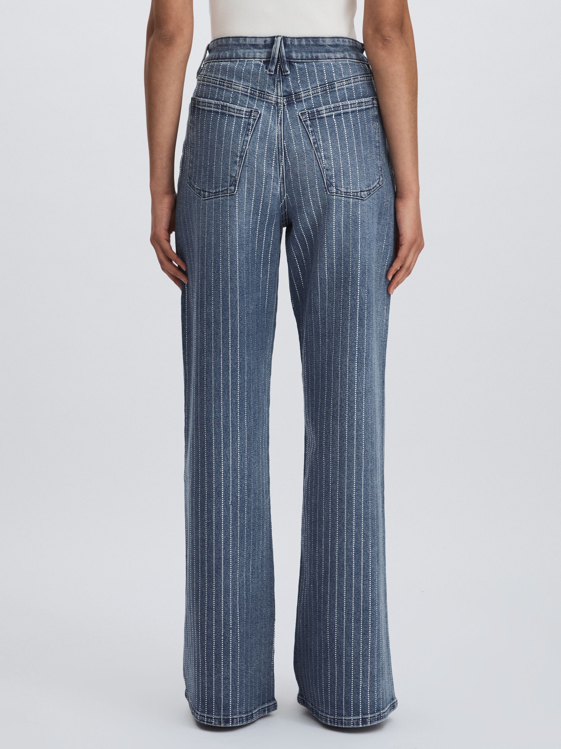 Good American Crystal-Stripe Relaxed Jeans in Light Blue - image 5