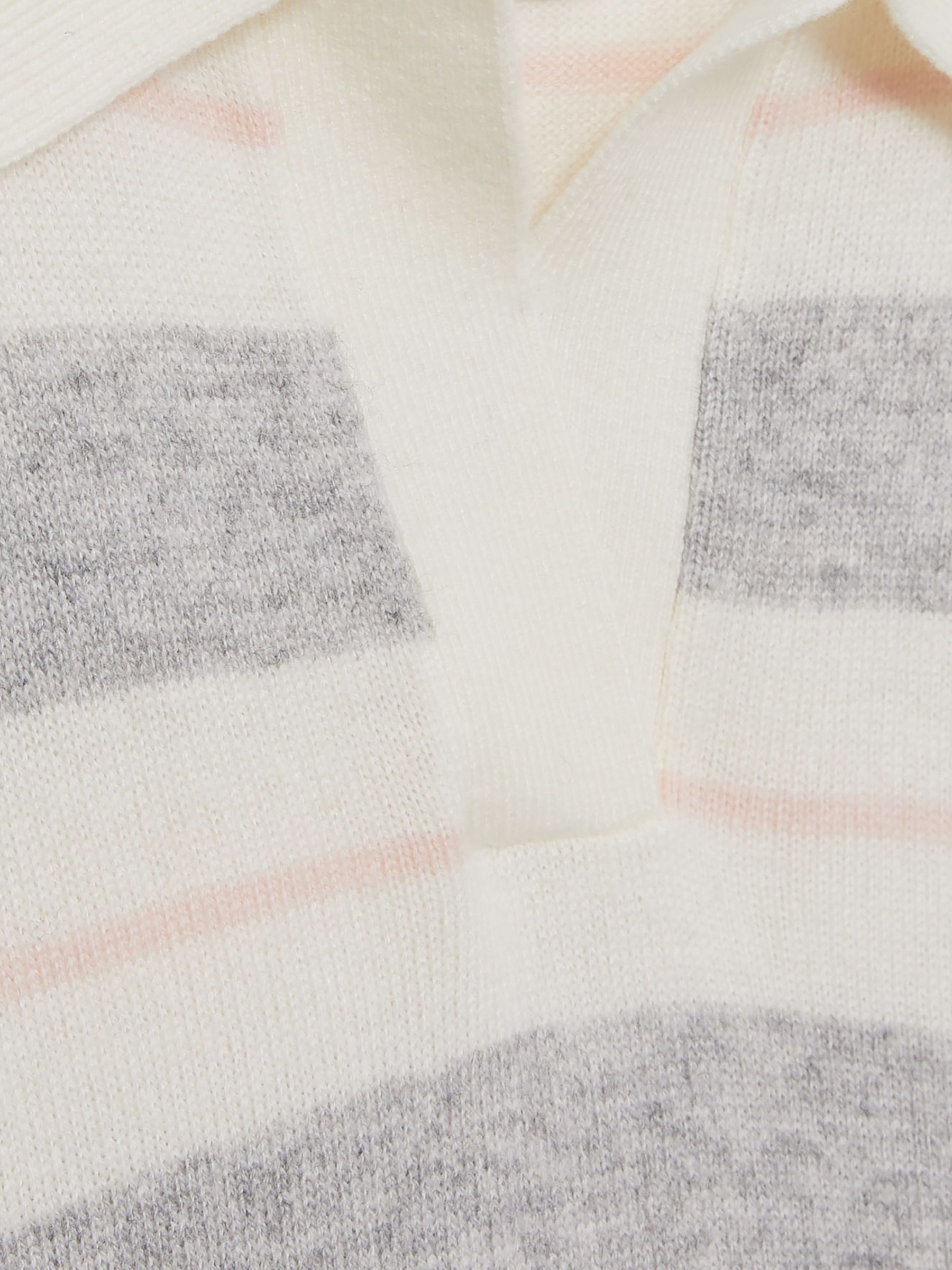 13-14 yrs Wool-Blend Striped Collared Jumper With Cashmere in Grey - Image 4 of 4