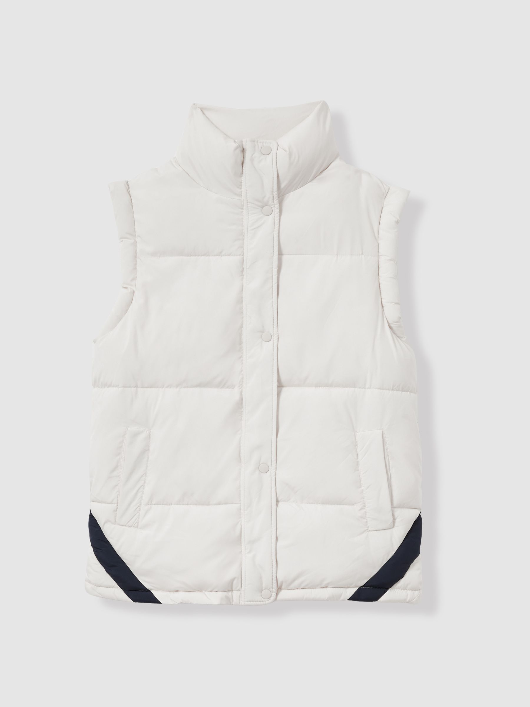 The Upside Contrast-Panel Puffer Gilet in Off White/Multi - Image 2 of 6